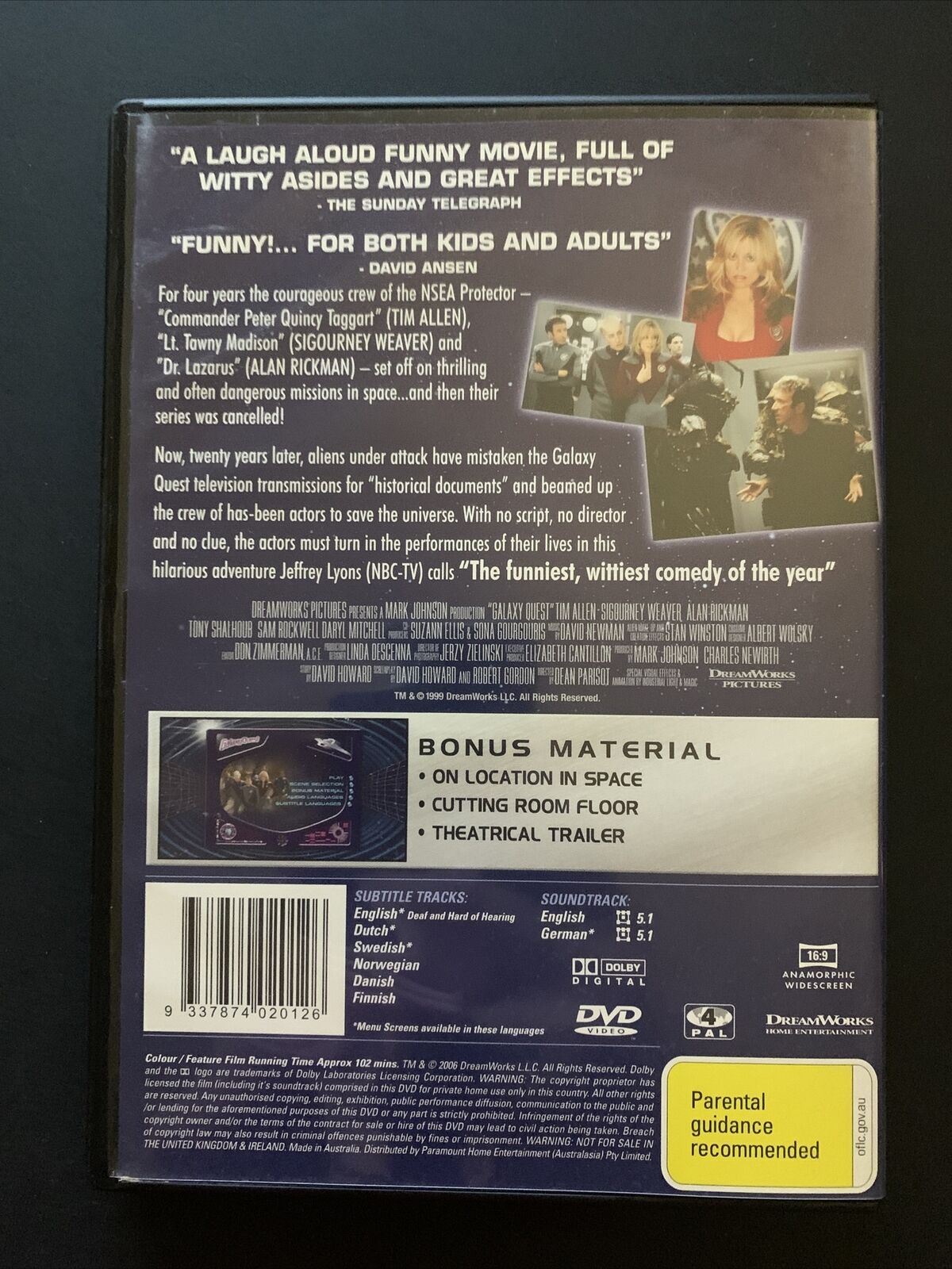 Galaxy Quest (DVD, 1999) Tim Allen, Sigourney Weaver, Alan Rickman - Region 4