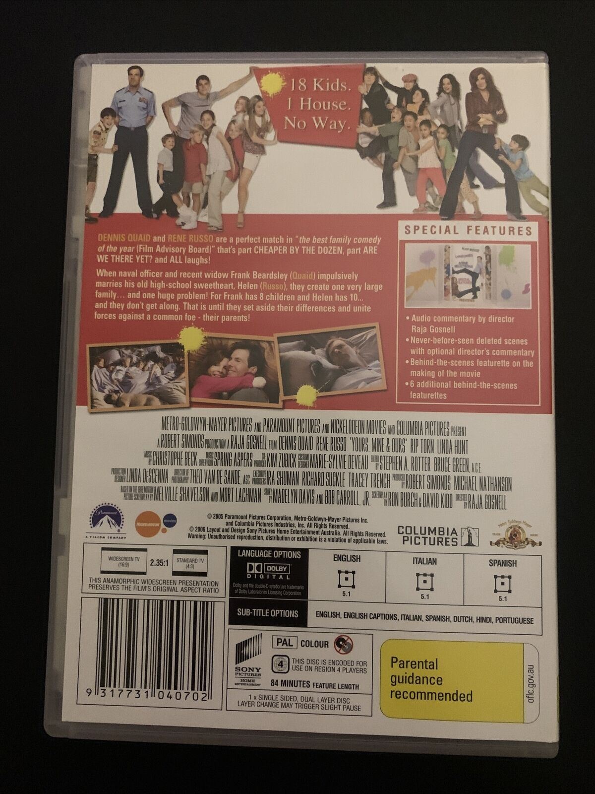 Yours, Mine & Ours (DVD, 2005) Dennis Quaid, Rene Russo, Rip Torn. Region 4