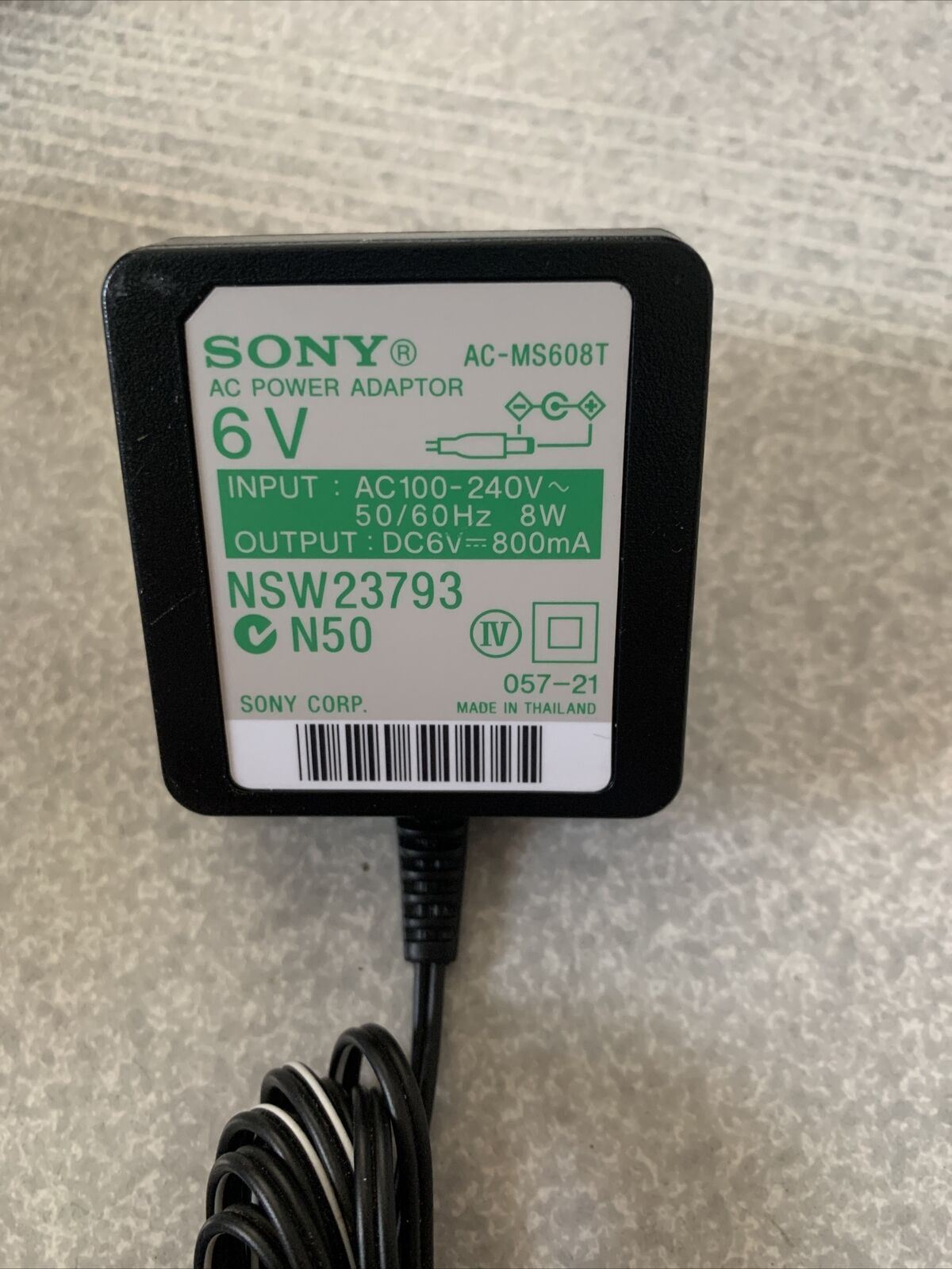 Genuine Sony AC-MS608T AC Power Adaptor 6v 800mA AC Adapter