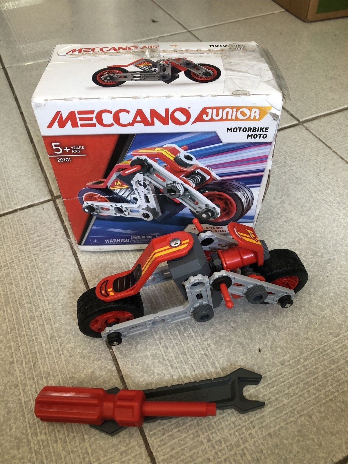 Meccano Junior, Motorbike STEAM Model Building Kit, for Kids Aged