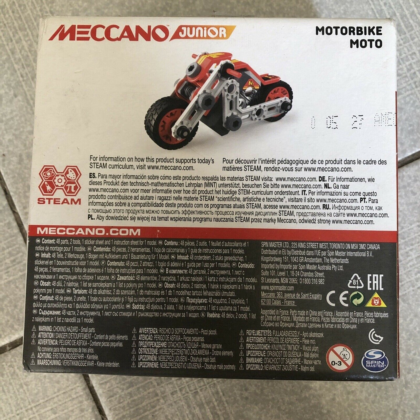 Meccano Junior Motorbike Moto Building Kit Steam 48 Parts 2 Tools Age 5+ 20101