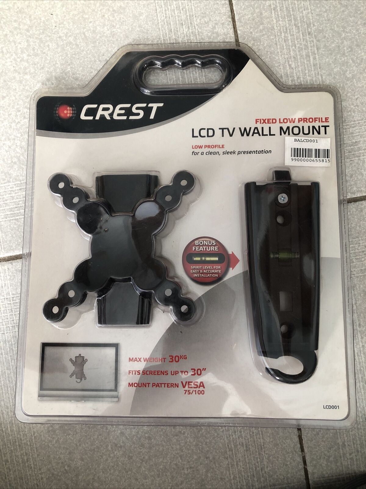 Crest LCD TV Wall Mount Fixed Low Profile VESA 75/100 up to 30"