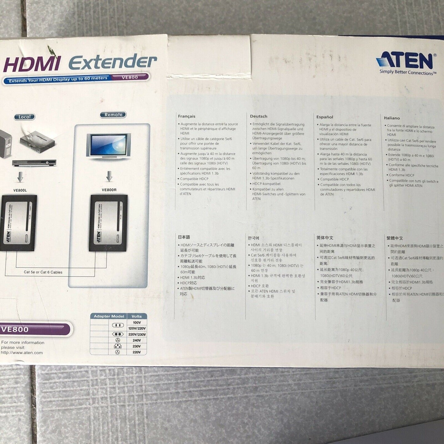 Aten HDMI EXTENDER Over Cat5 Ethernet Video Extender with Audio - 1920x1200@60Hz