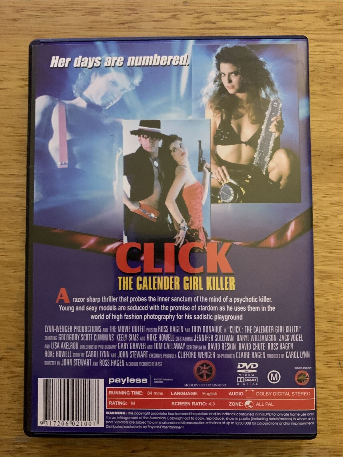 Click: The Calender Girl Killer (DVD, 1990) Troy Donahue, Ross Hagen, Hoke Howel