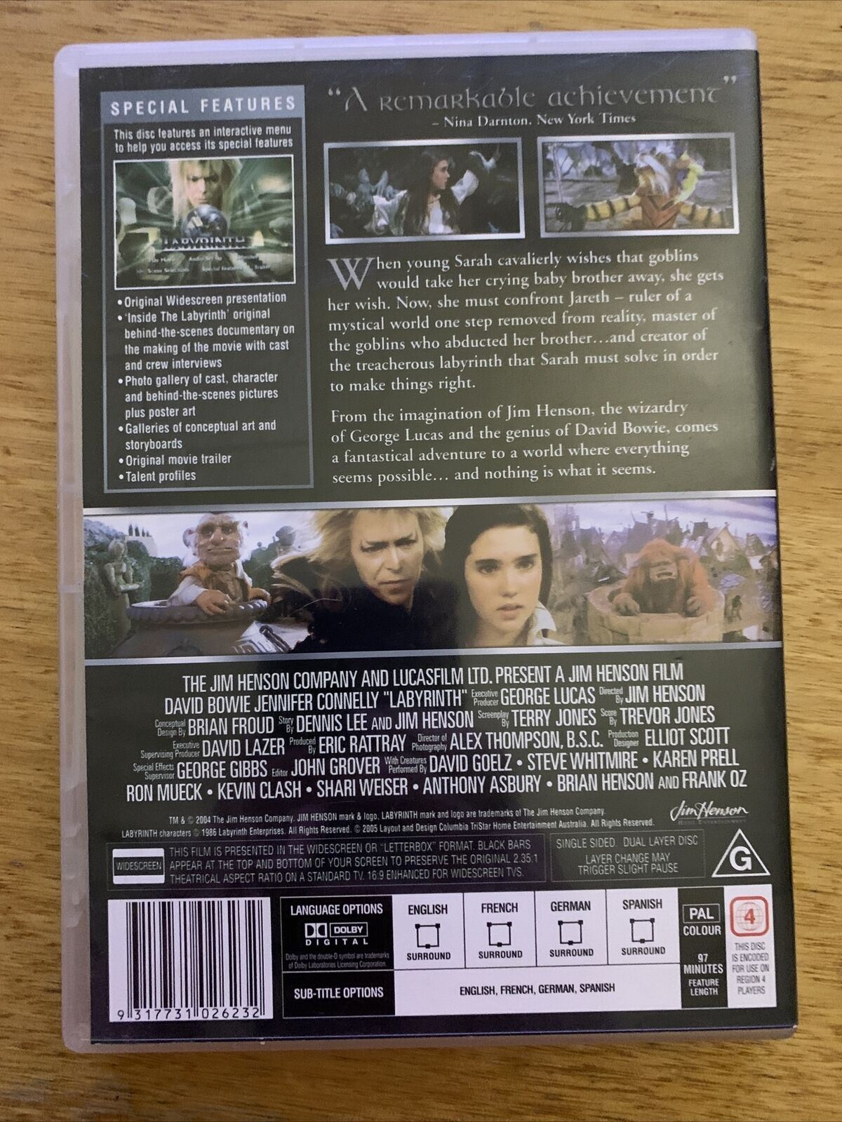 Labyrinth (DVD, 1986) David Bowie, Jennifer Connelly Region 4