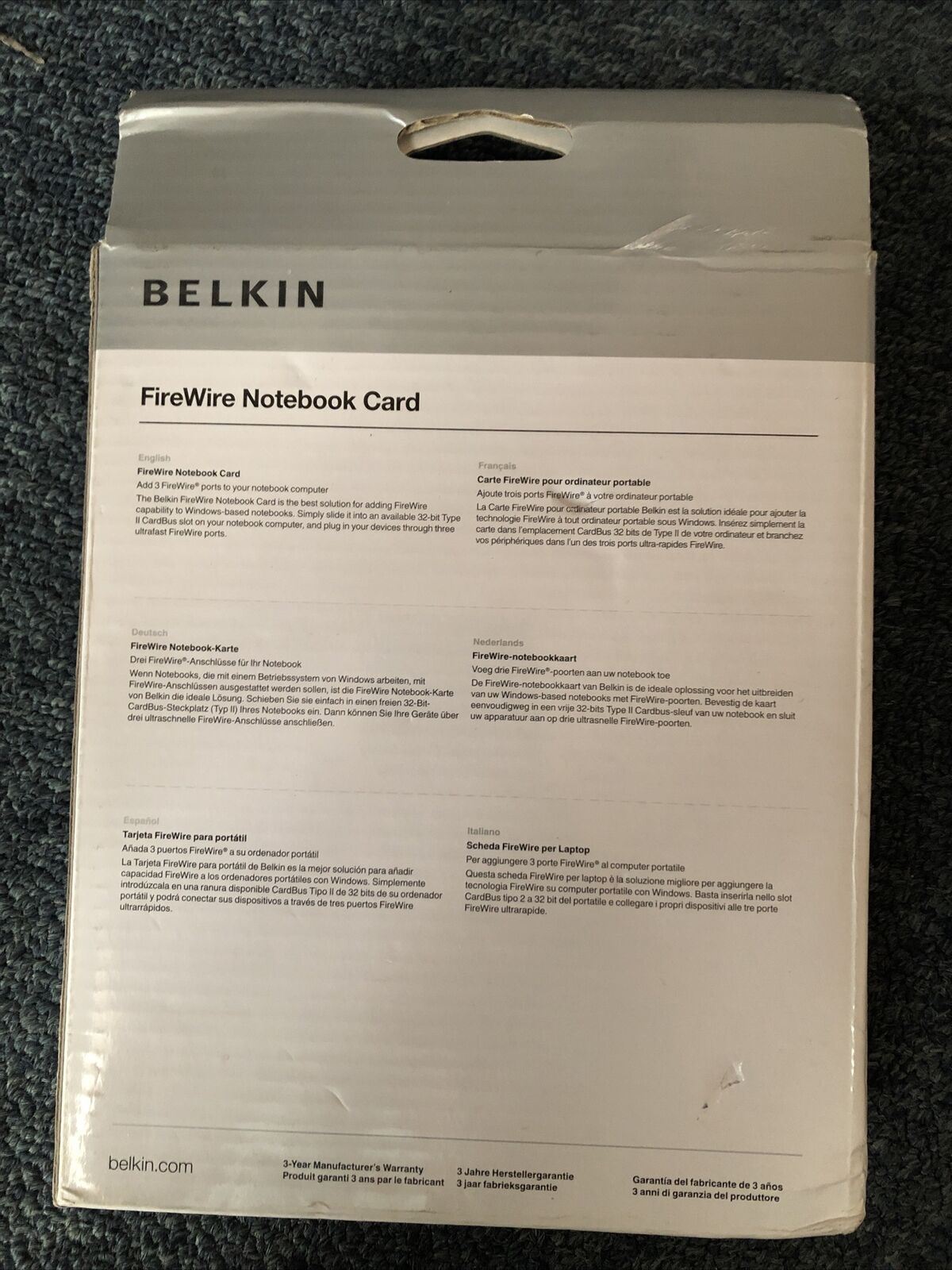 Belkin FireWire Notebook Card IEEE 1394 PCMCIA Card