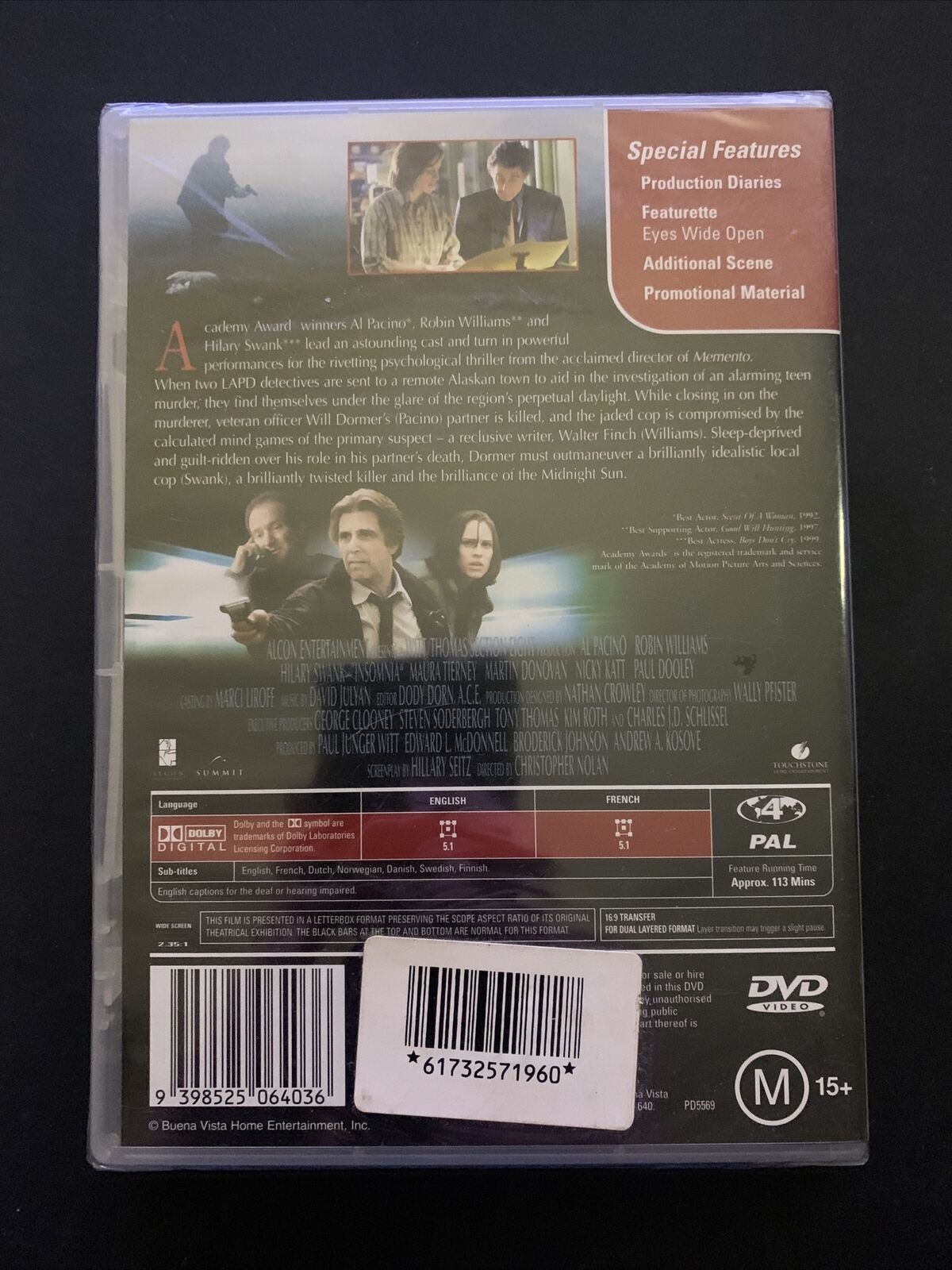 *New Sealed* Insomnia (DVD, 2002) Robin Williams, Christopher Nolan Region 4