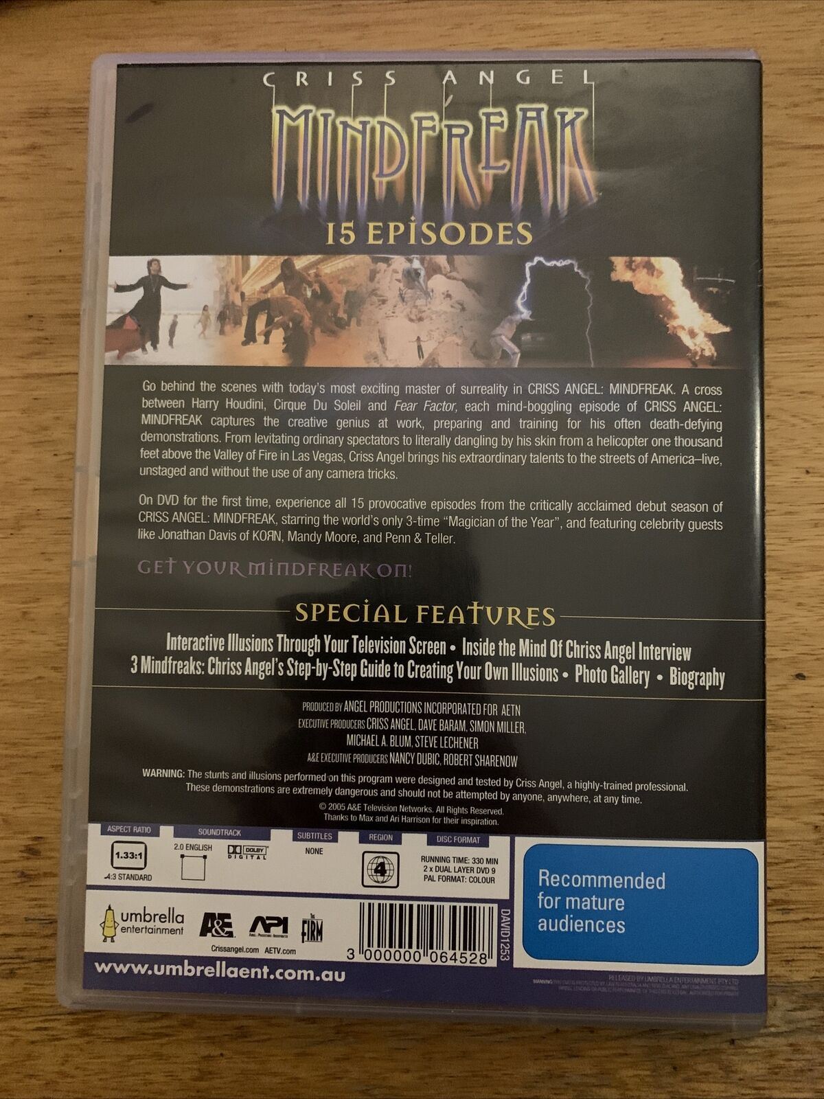 Criss Angel - Mindfreak : Season 1 (DVD, 2008, 2-Disc Set) All Regions