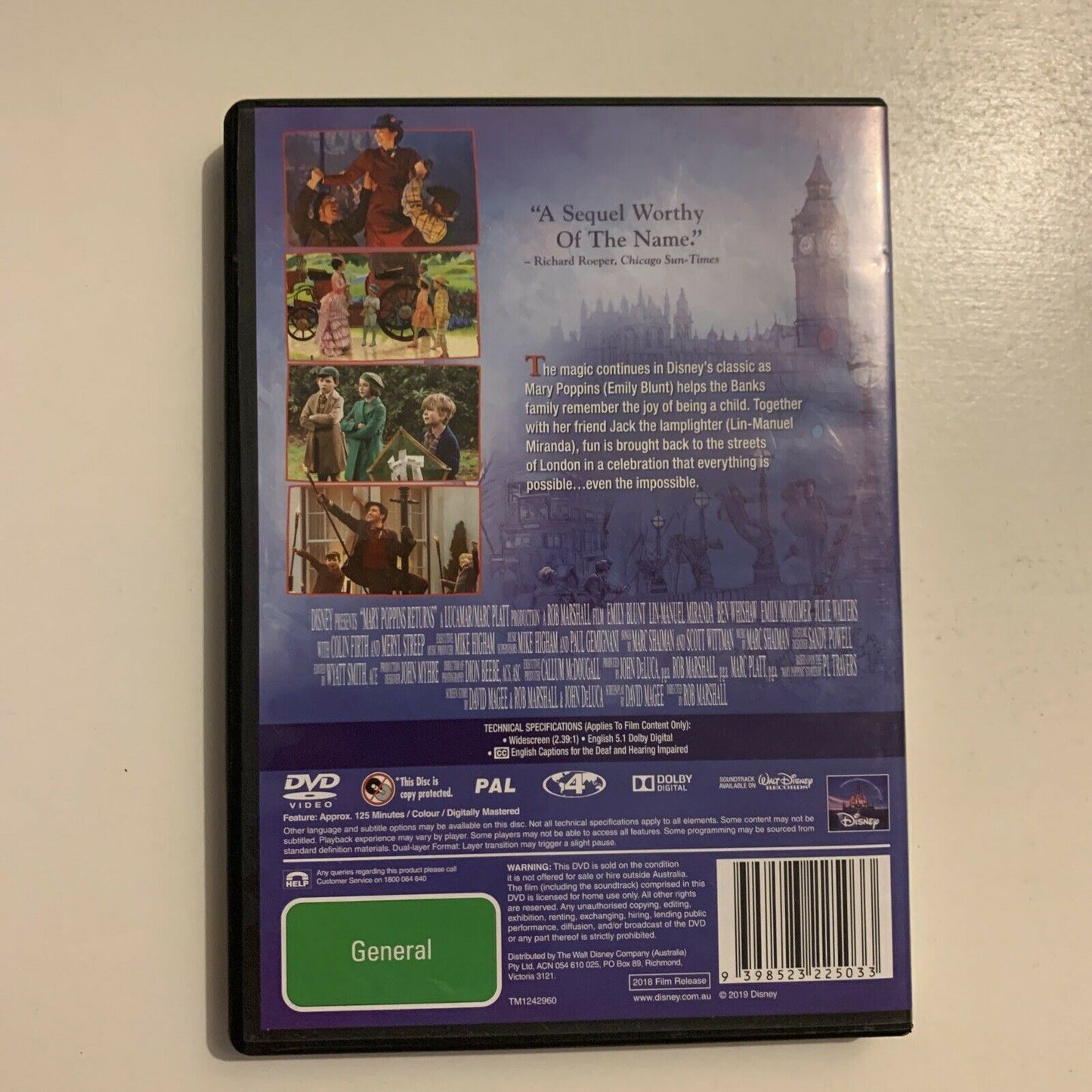 Mary Poppins Returns (DVD, 2018) Emily Blunt, Lin-Manuel Miranda. Region 4