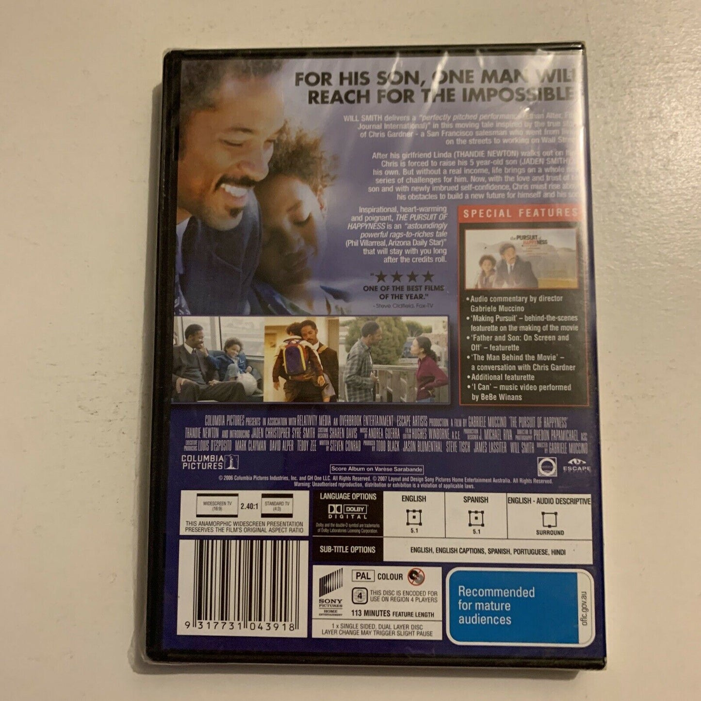 *New Sealed* The Pursuit of Happyness (DVD, 2006) Will Smith, Region 4