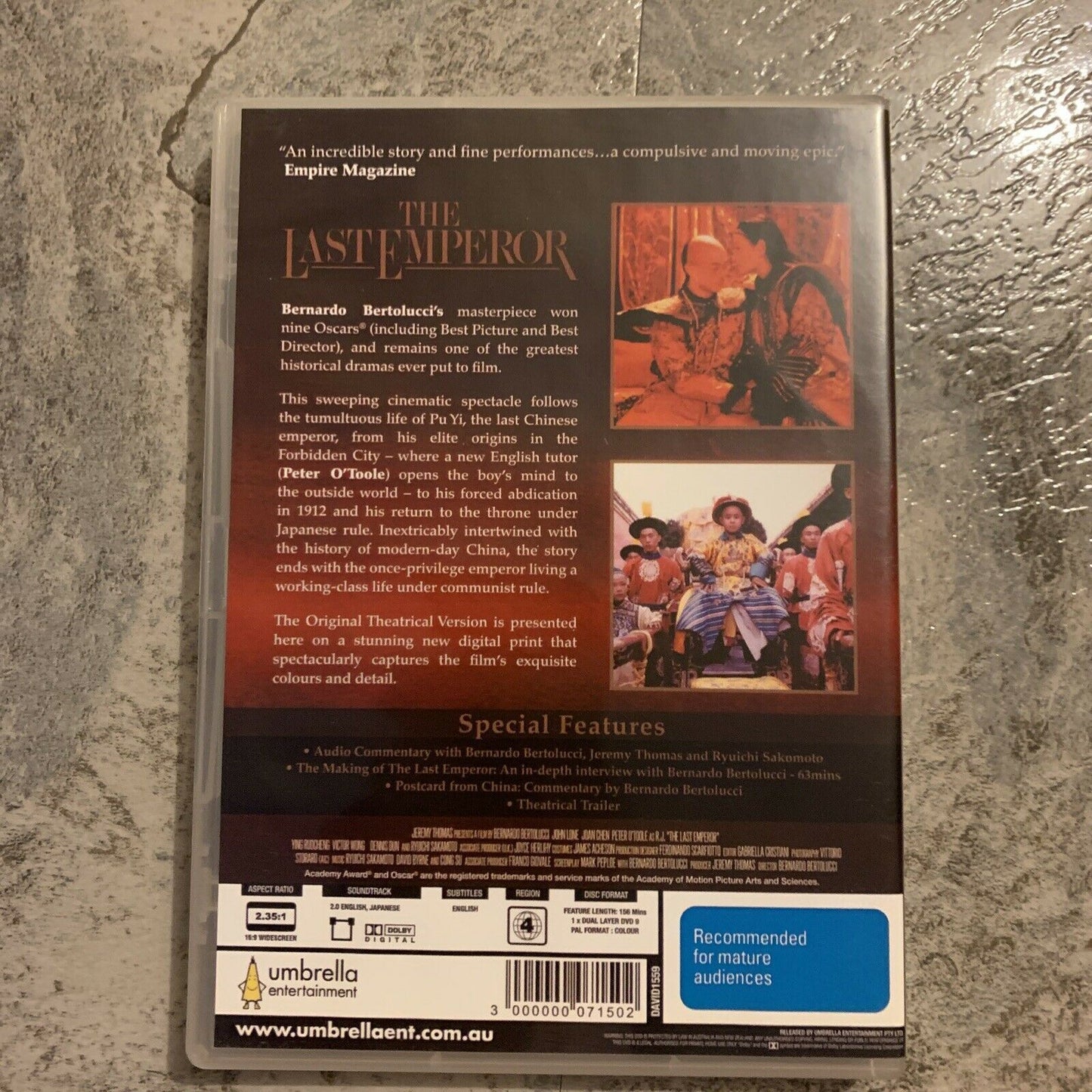 The Last Emperor (DVD, 1987) Joan Chen, Bernardo Bertolucci Region 4