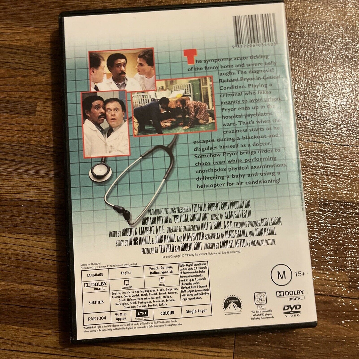 Critical Condition (DVD, 1986) Richard Pryor. Region 4