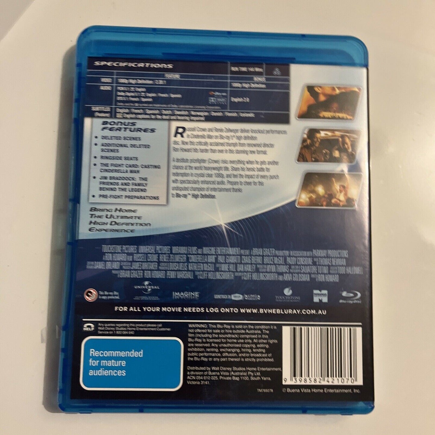 Cinderella Man (Blu-ray, 2005) Russell Crowe, Renee Zellweger, All Regions