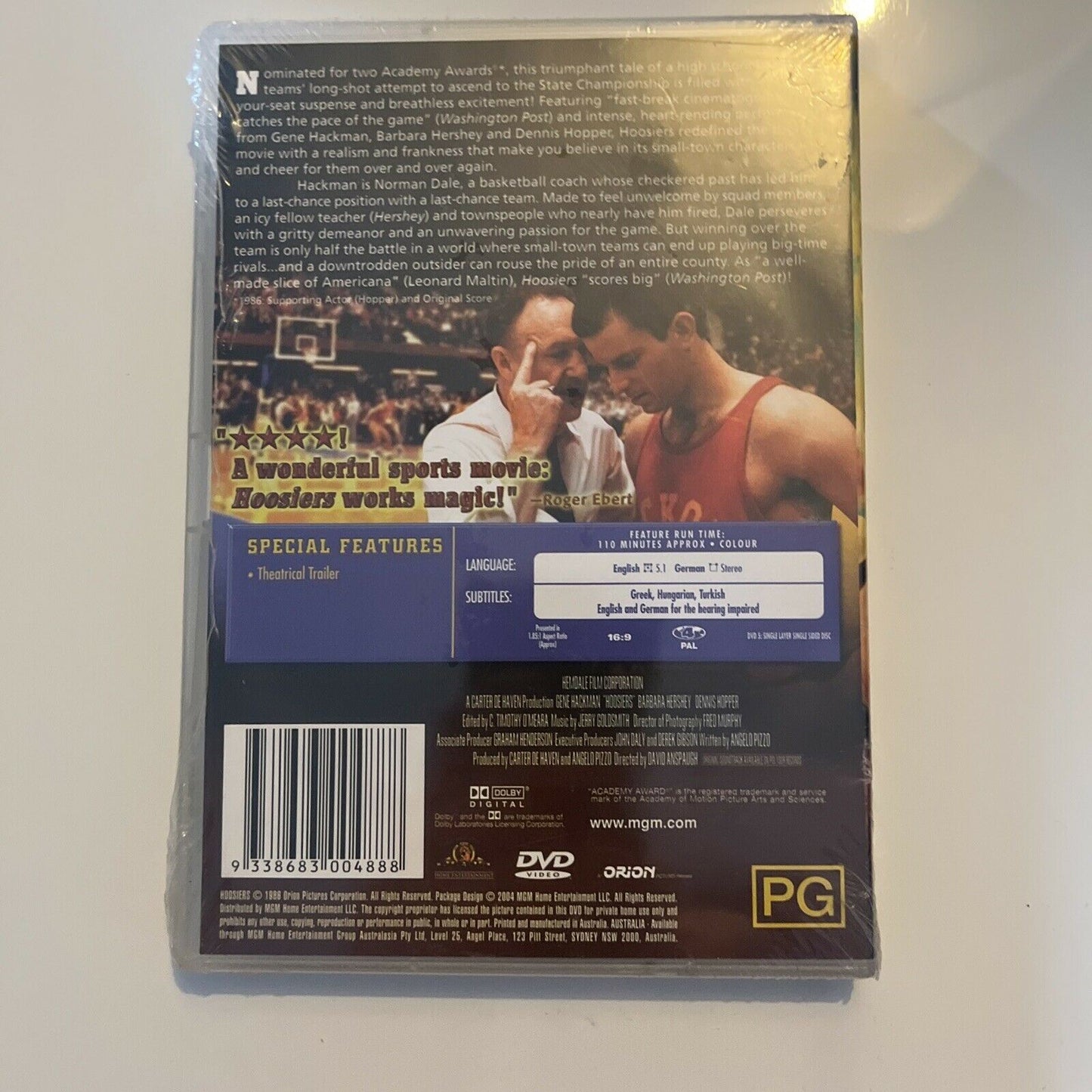 *New Sealed* Hoosiers (DVD, 1987) Gene Hackman, Barbara Hershey Region 4