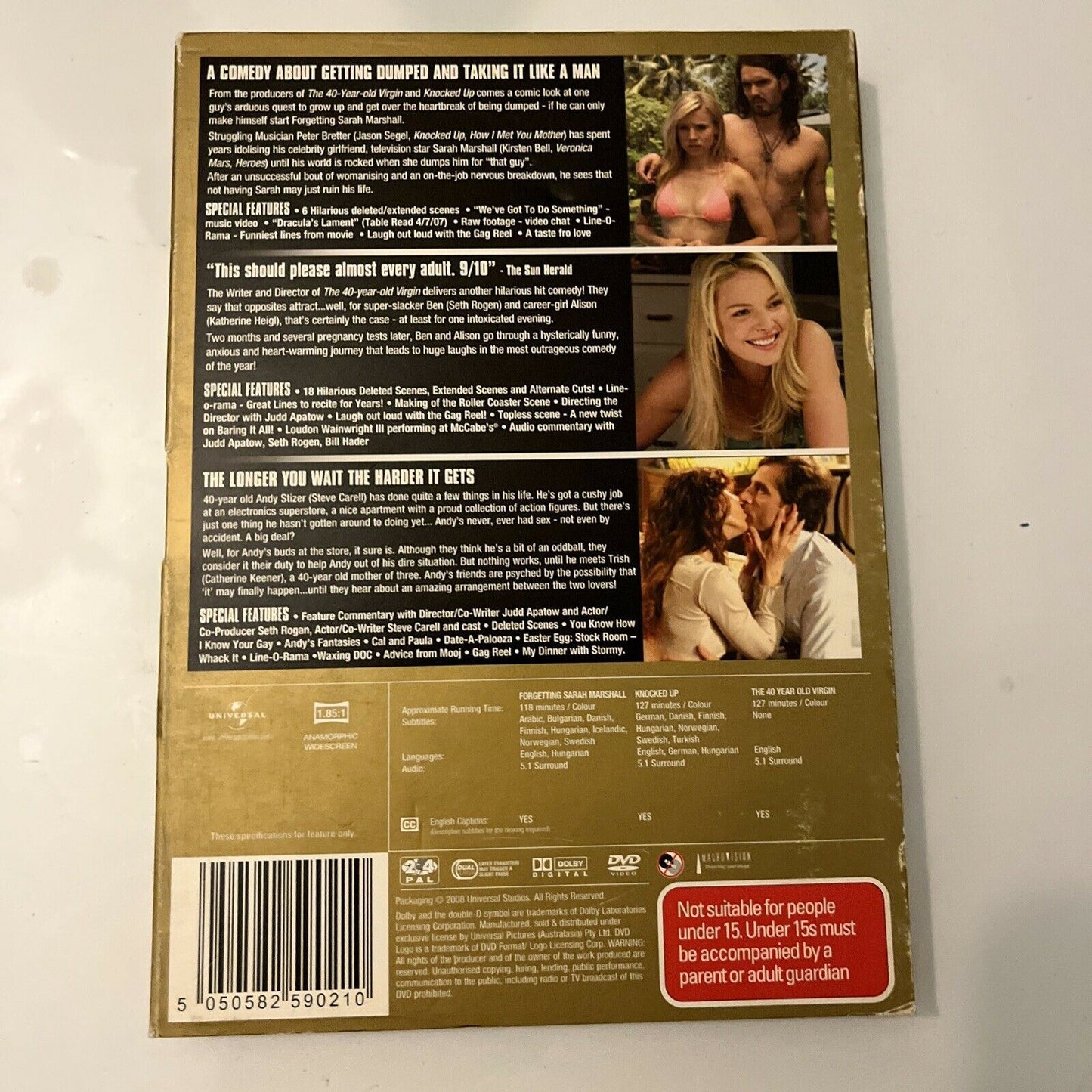 Forgetting Sarah Marshall / The 40 Year Old Virgin / Knocked Up (DVD) Region 4&2