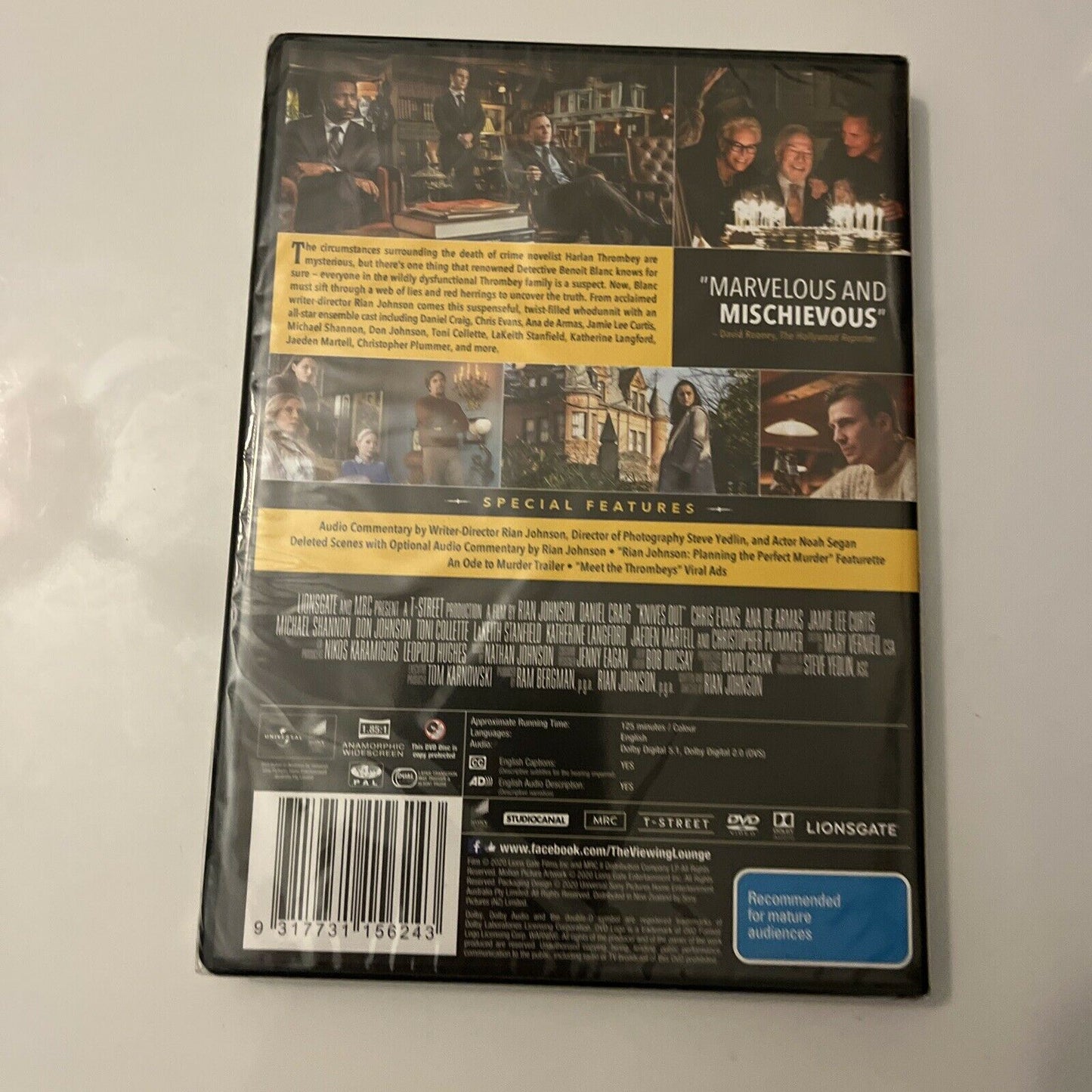*New Sealed* Knives Out (DVD, 2019) Daniel Craig, Chris Evans, Region 4