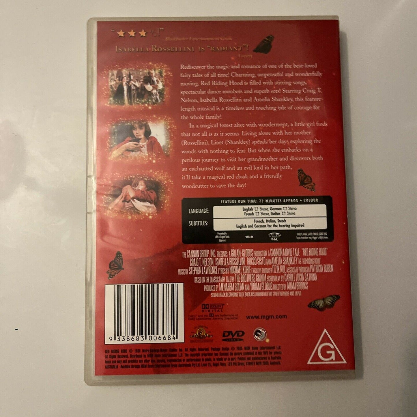 Red Riding Hood (DVD, 1988) Craig T. Nelson, Isabella Rossellini, Region 4