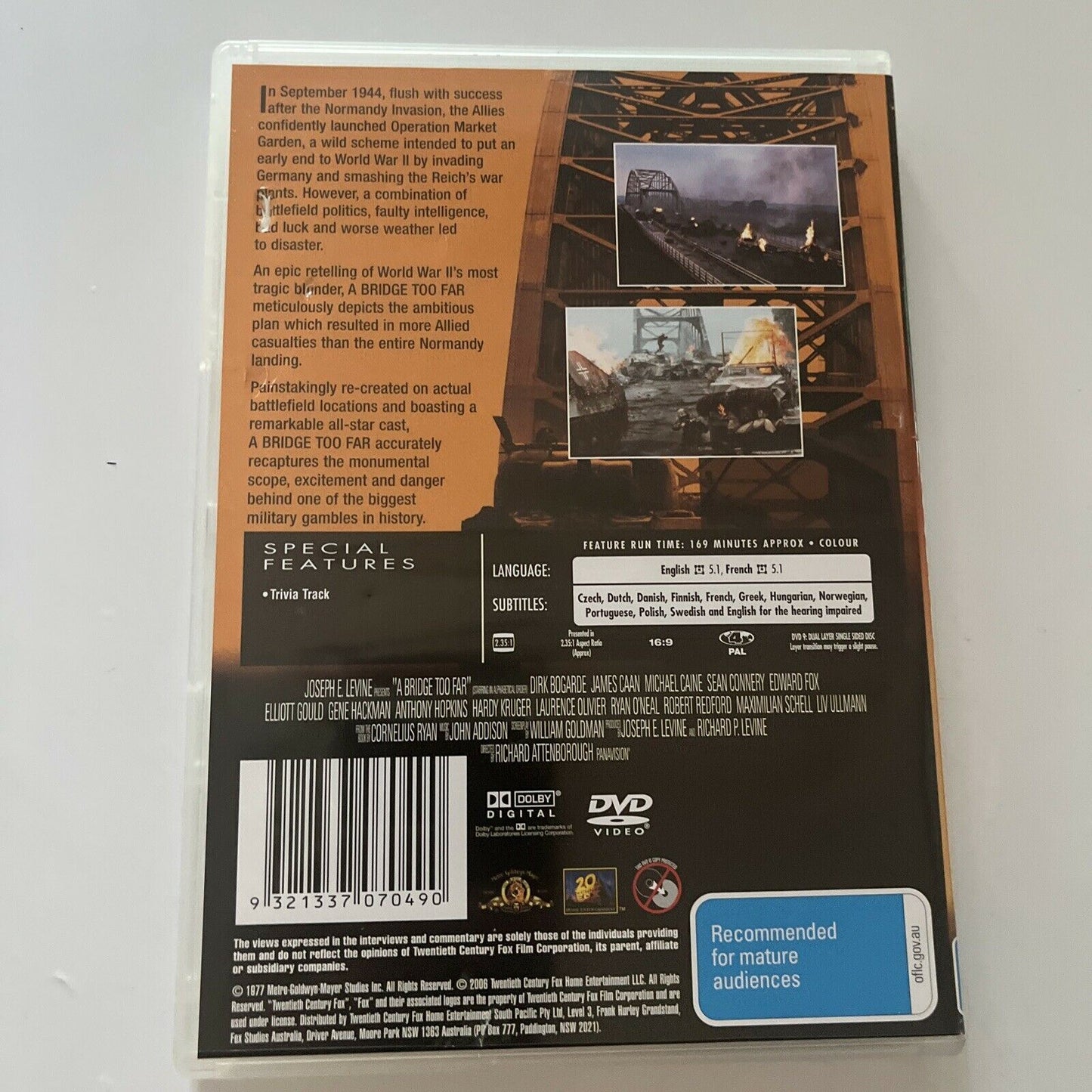 A Bridge Too Far (DVD, 1977) James Caan, Michael Caine, Sean Connery Region 4