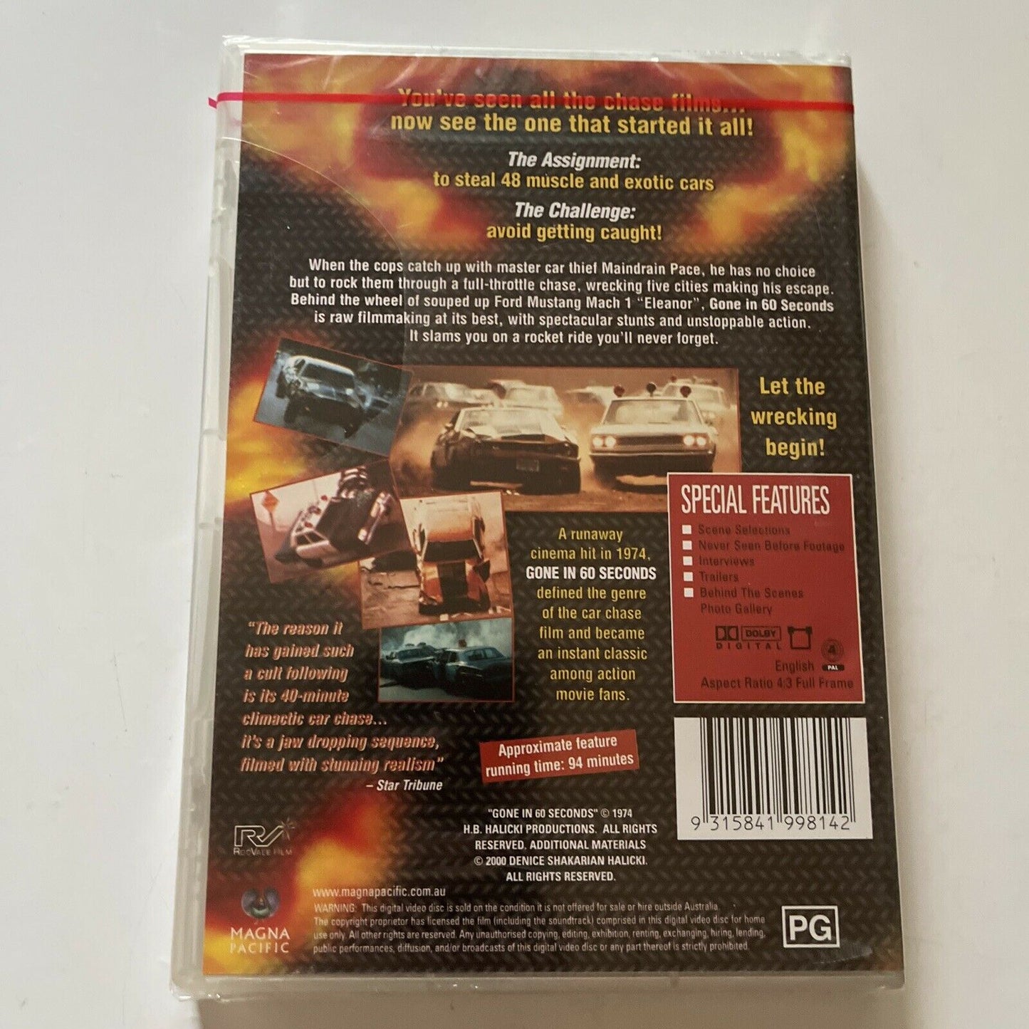 *New Sealed* Gone In 60 Seconds (DVD, 1974) H. B. Halicki, Marion Busia, Region4