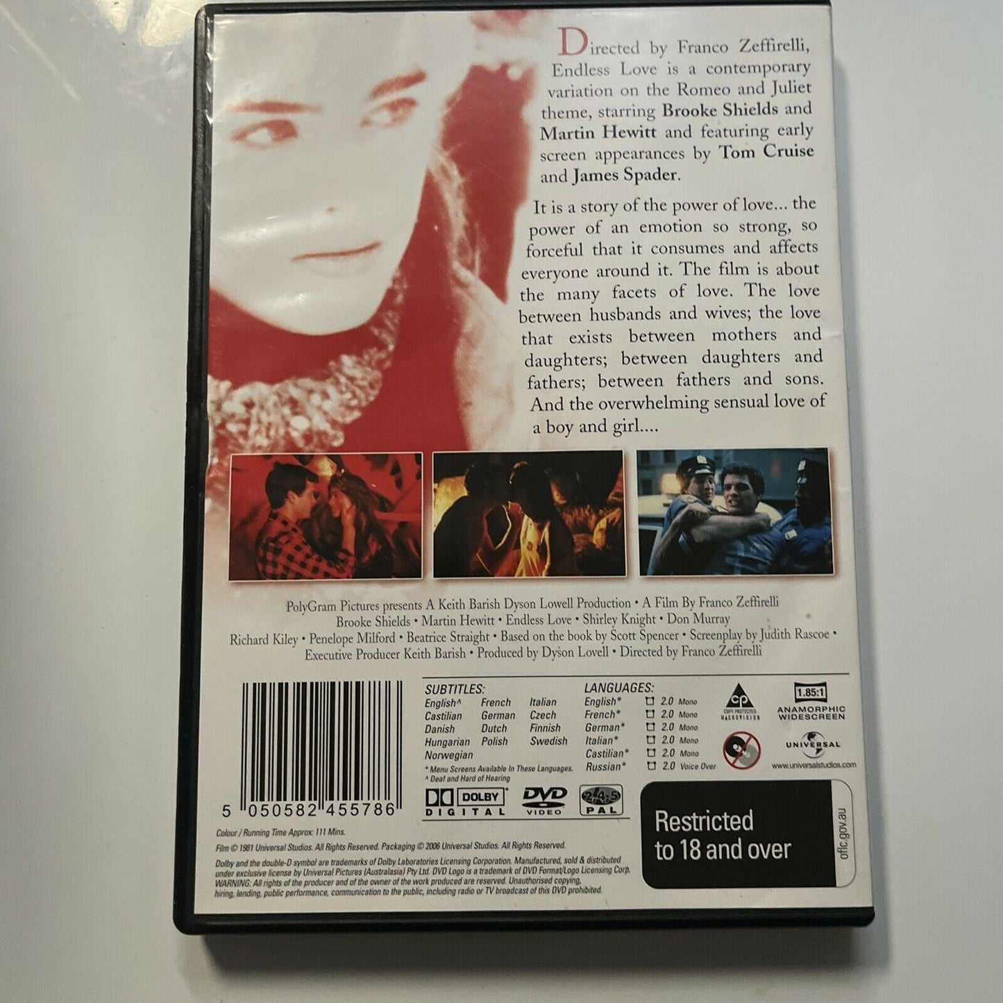 Endless Love (DVD, 1981) Brooke Shields, Martin Hewitt, Tom Cruise Region 4&2