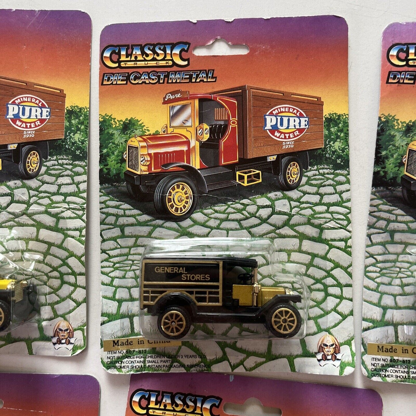 6x Classic Truck Die Cast Metal Trucks and Pencil Sharpener
