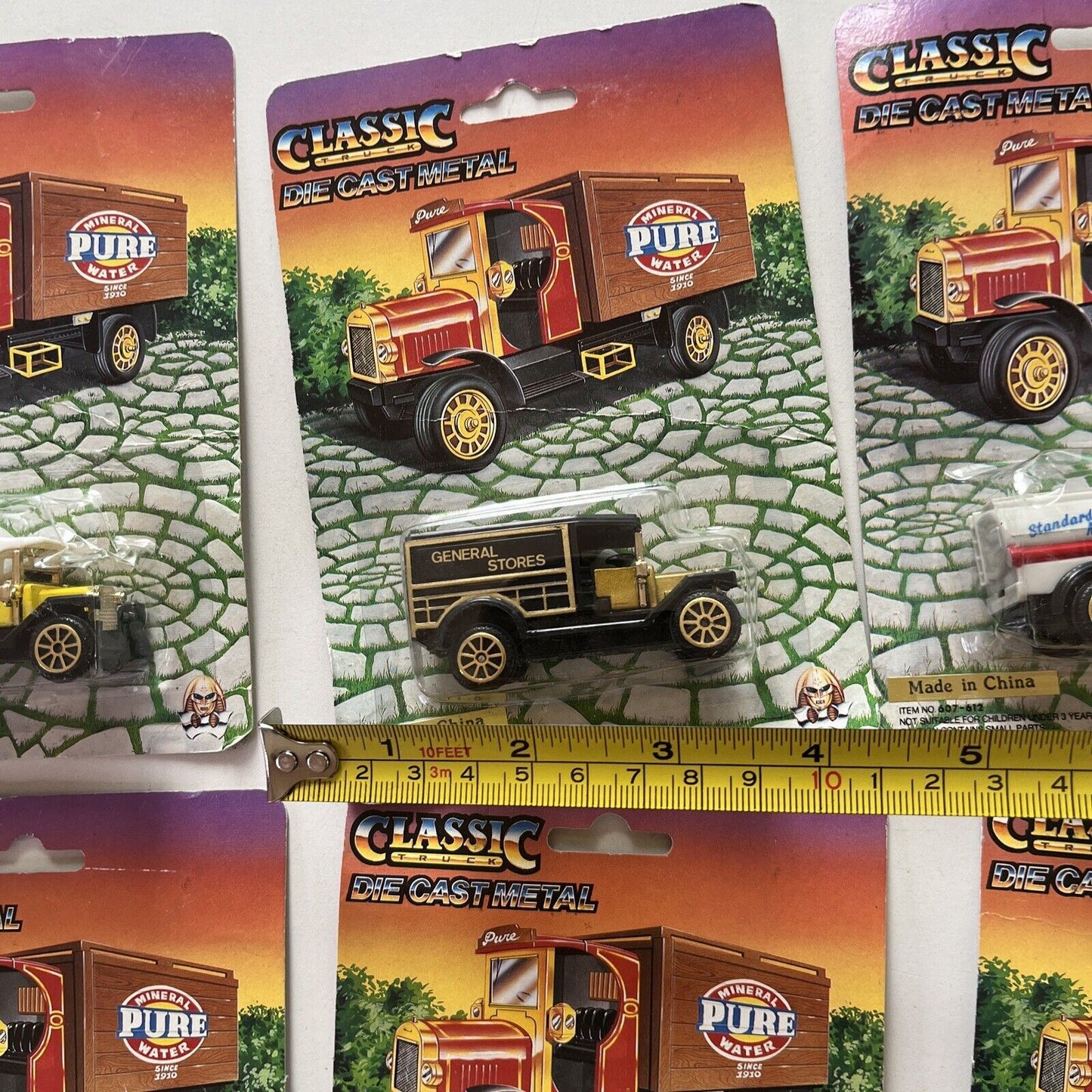 6x Classic Truck Die Cast Metal Trucks and Pencil Sharpener