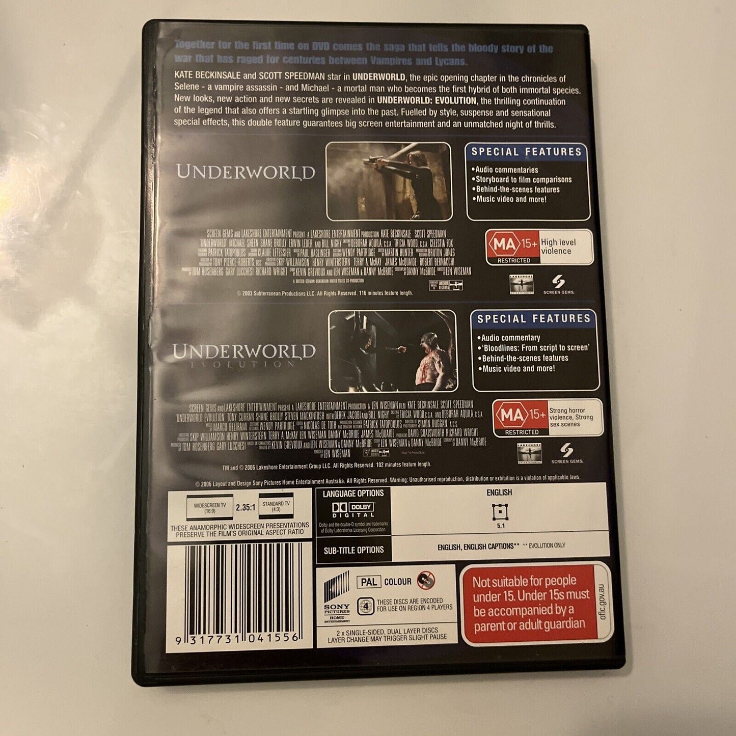 Underworld / Underworld Evolution (DVD, 2003, 2-Disc) NEW Region 4