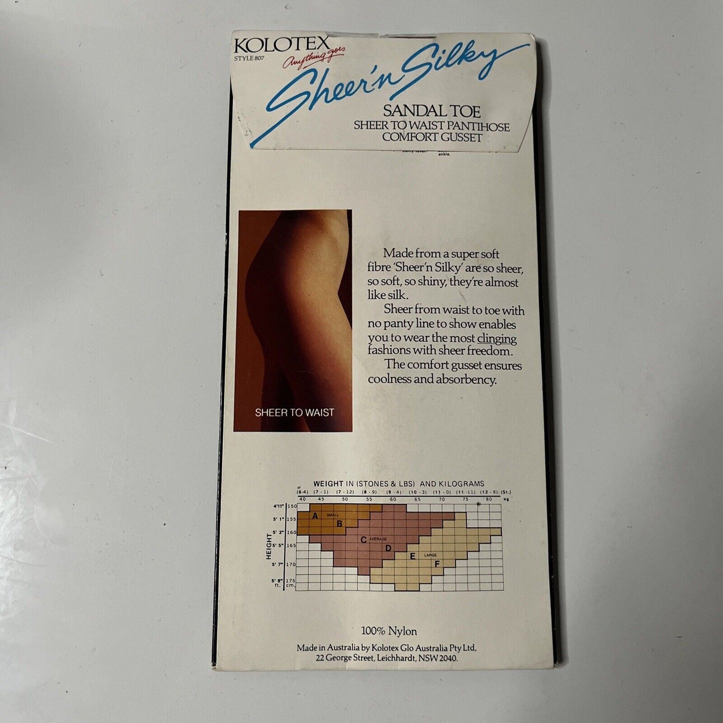 Vintage Kolotex Sheer 'n Silky Pantyhose Sandal Toe Large Tropic Nude