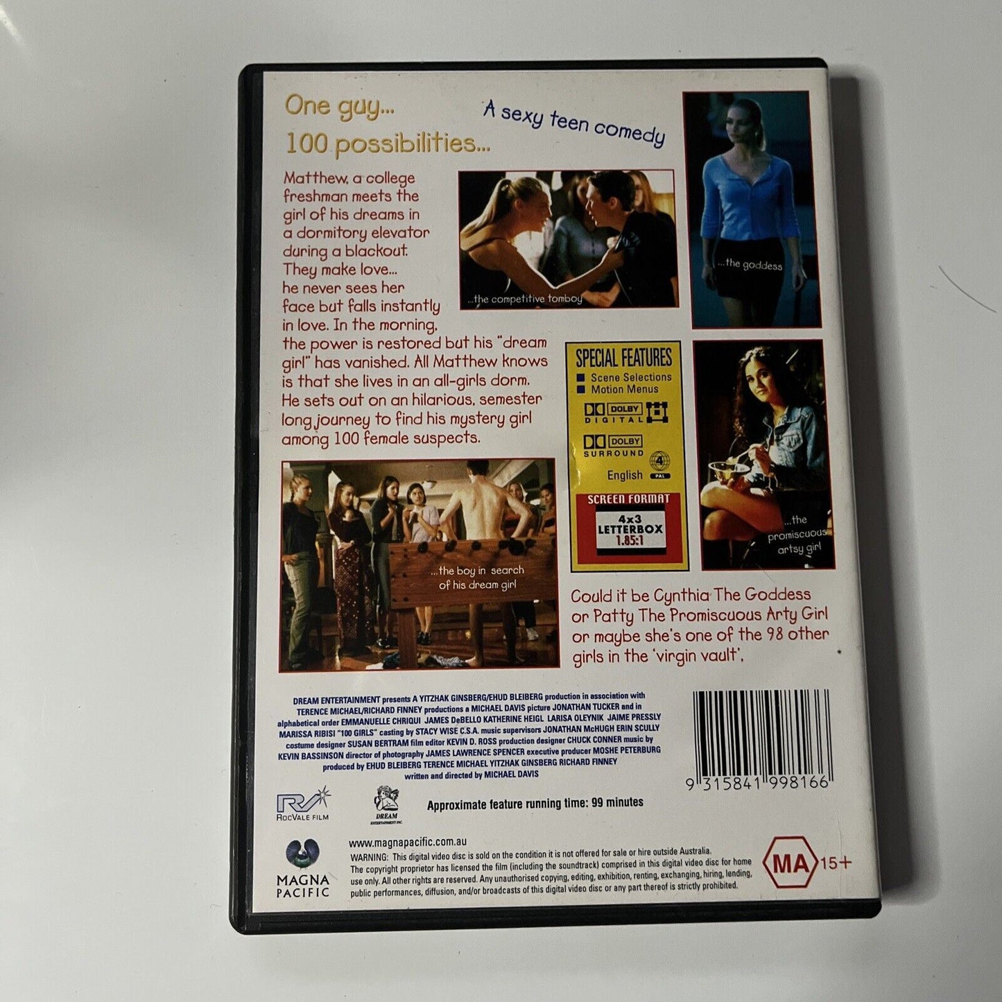 100 Girls (DVD, 2000) Jonathan Tucker, Emmanuelle Chriqui, James De Bell Region4