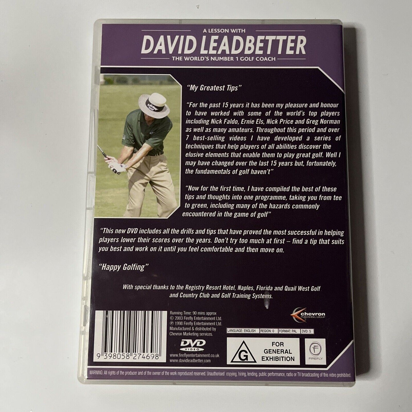 A Lesson With David Leadbetter - Greatest Tips (DVD, 1997) NEW All Regions