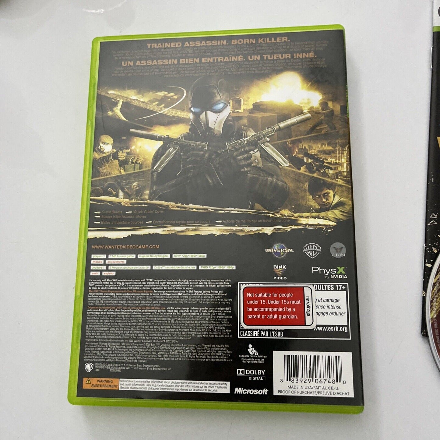 Wanted Weapons Of Fate XBOX 360 Manual PAL