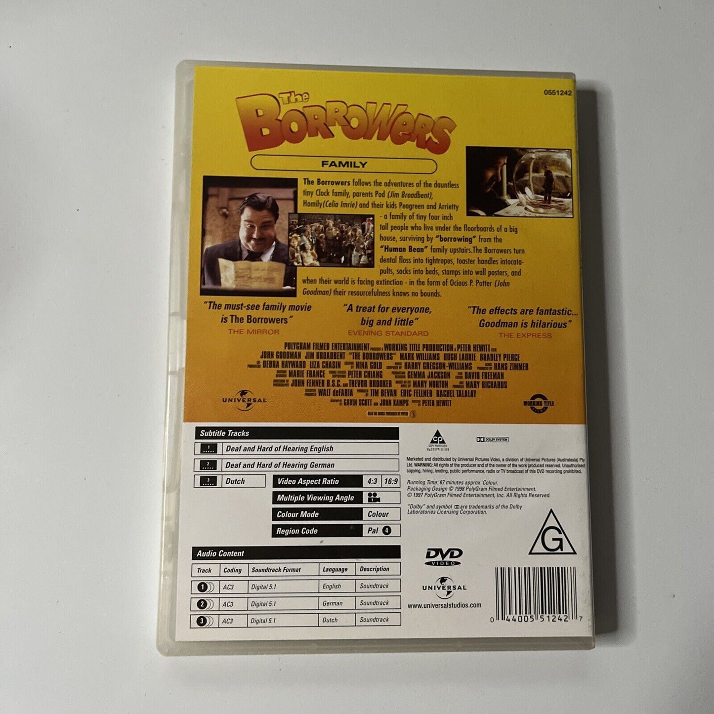 The Borrowers (DVD, 1997) John Goodman, Jim Broadbent, Mark Williams Region 4