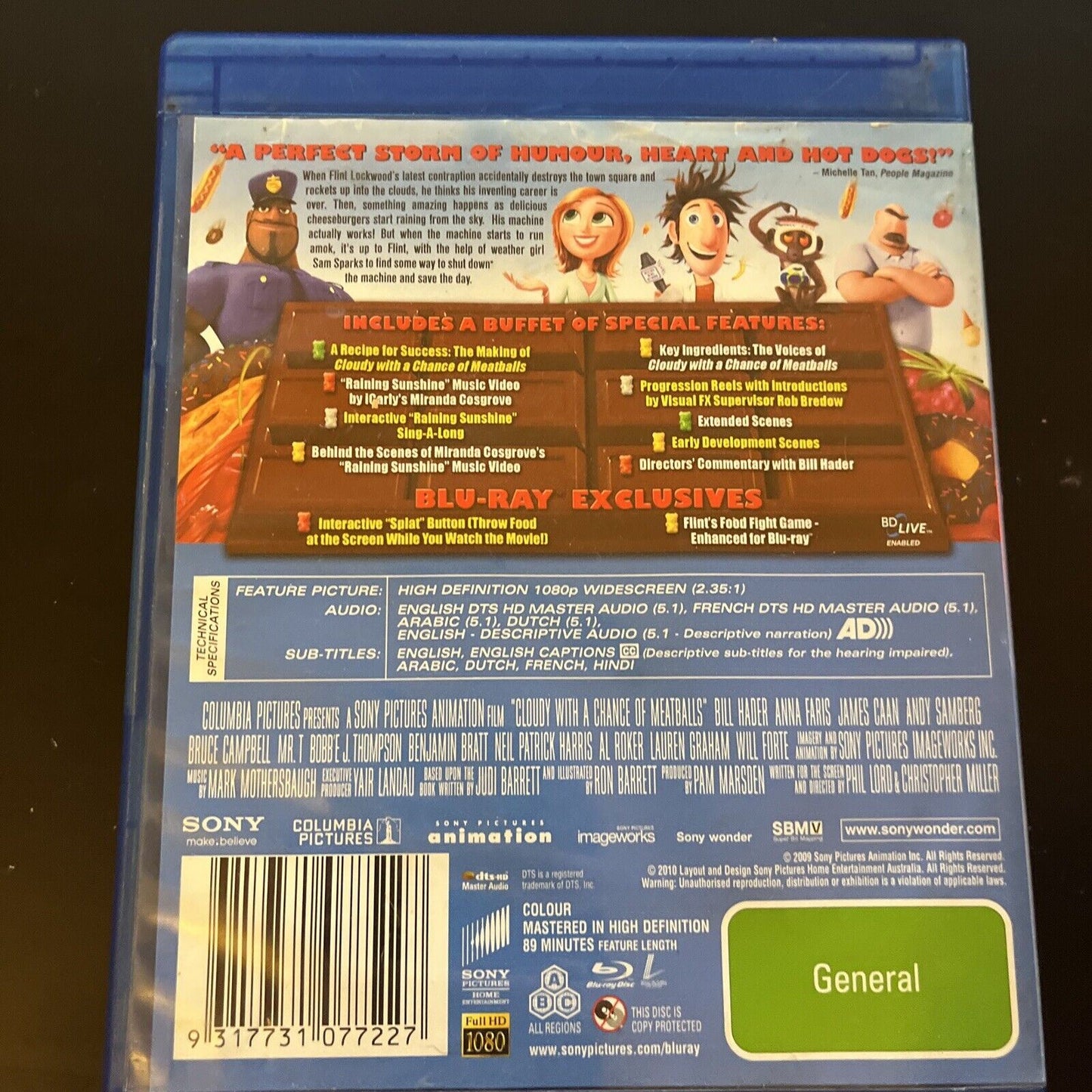 Cloudy With A Chance Of Meatballs (Blu-ray, 2009) Anna Faris, All Regions
