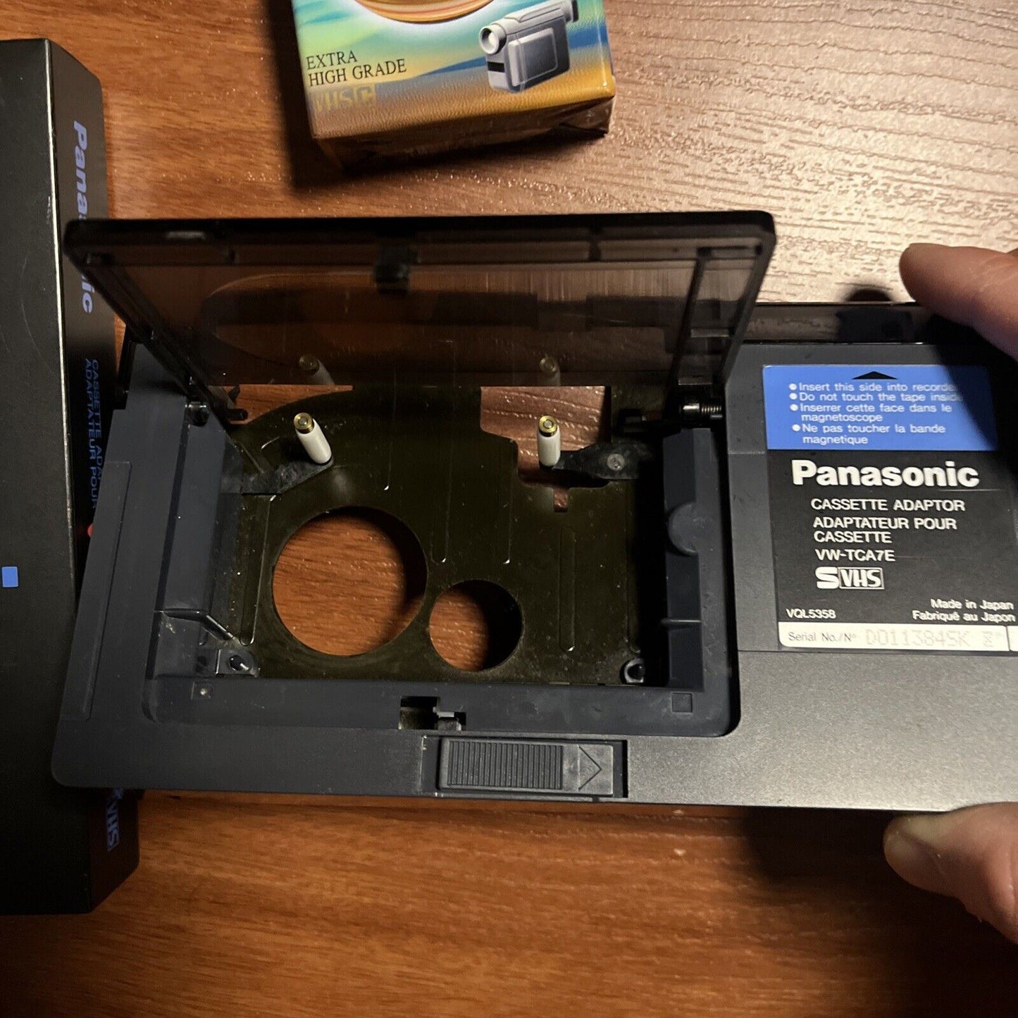 Panasonic Cassette Adaptor SVHS VW-TCA7E & Blank TDK VHS-C 45
