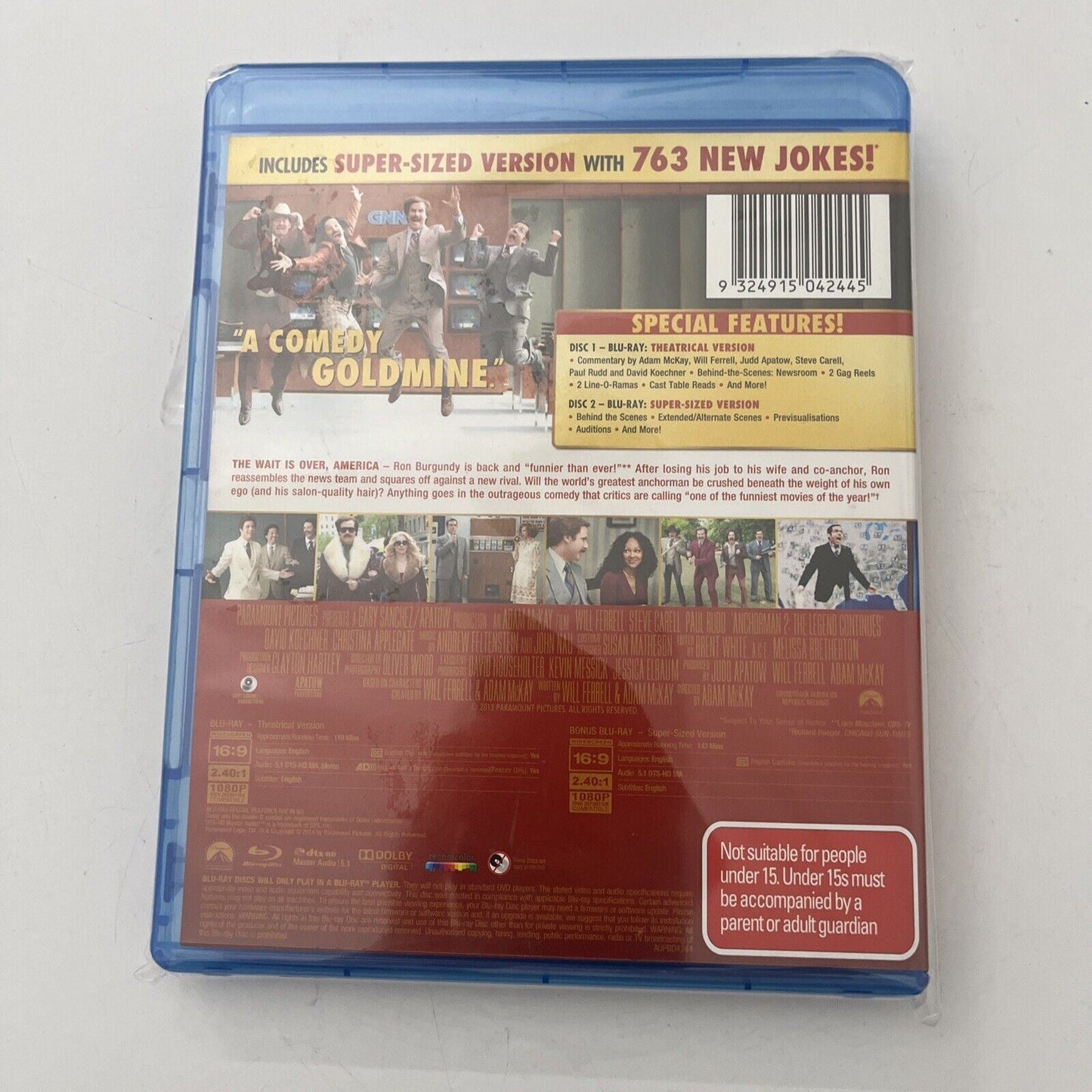 Anchorman 2: The Legend Continues (Blu-ray, 2014) NEW Will Ferrell Region B