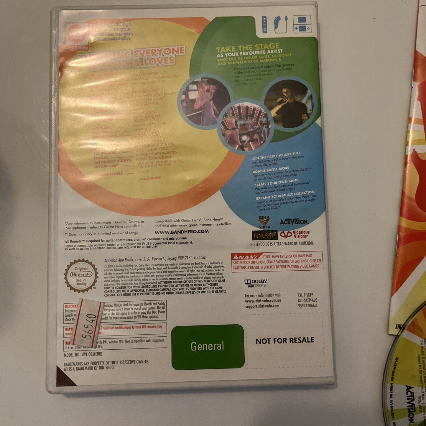 Band Hero Nintendo Wii With Manual PAL