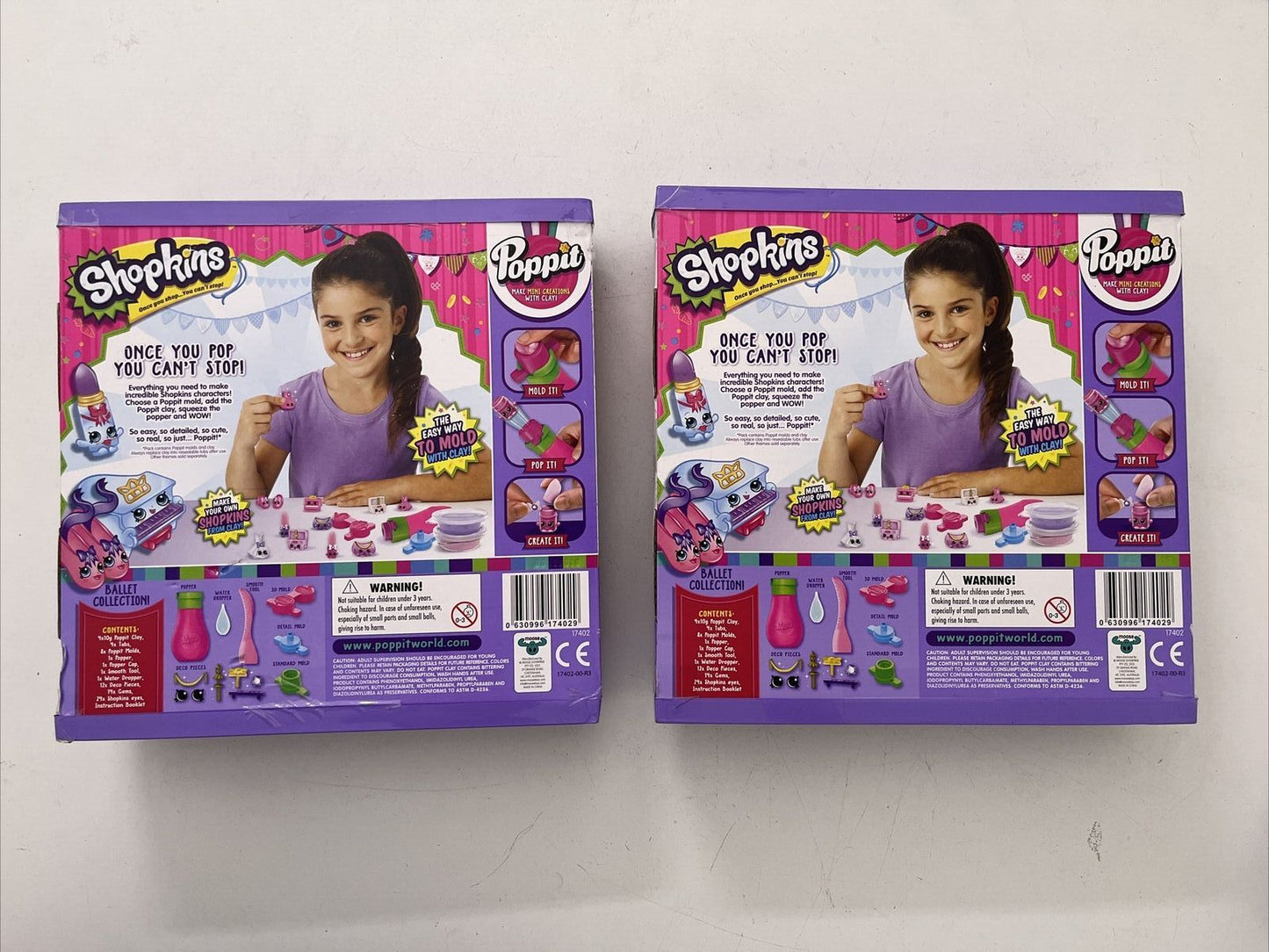 2x NEW Poppit S1 Shopkins Ballet Collection by Poppit Soft N Lite Air- Dry Clay