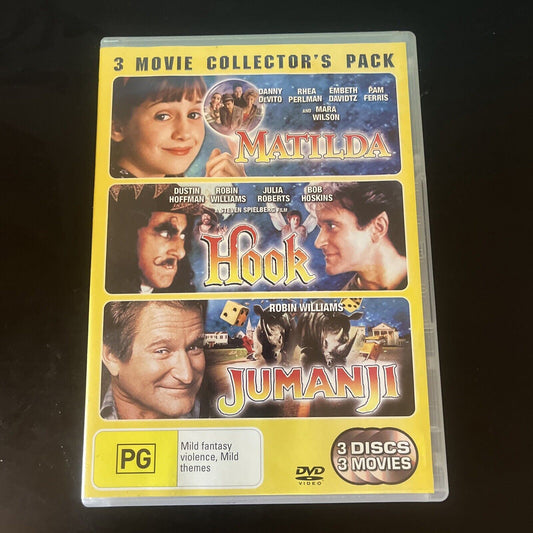Matilda / Hook / Jumanji (DVD, 1996, 3-Disc) Robin Williams Region 4
