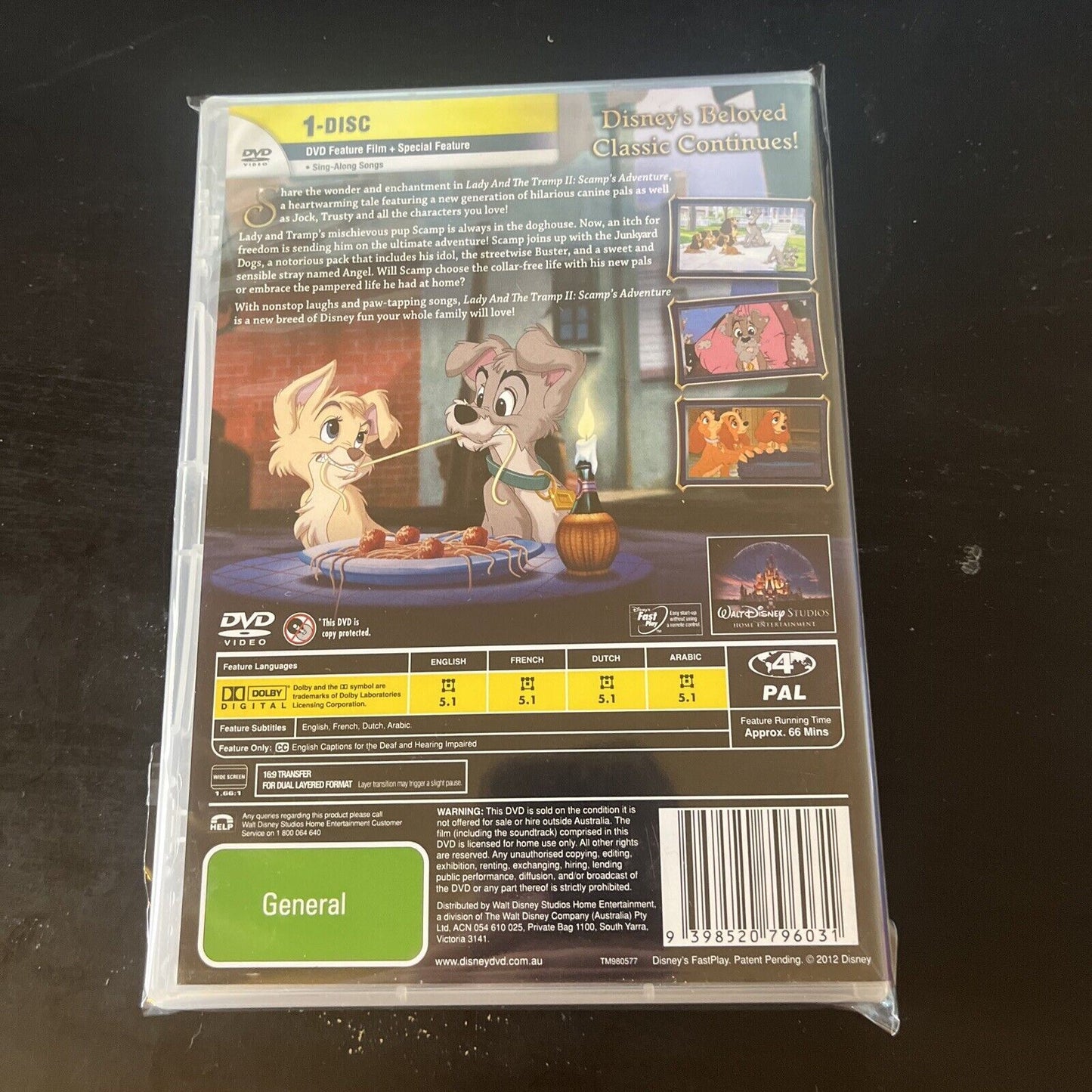 Lady And The Tramp II - Scamp's Adventure (DVD, 1999) Scott Wolf, NEW Region 4