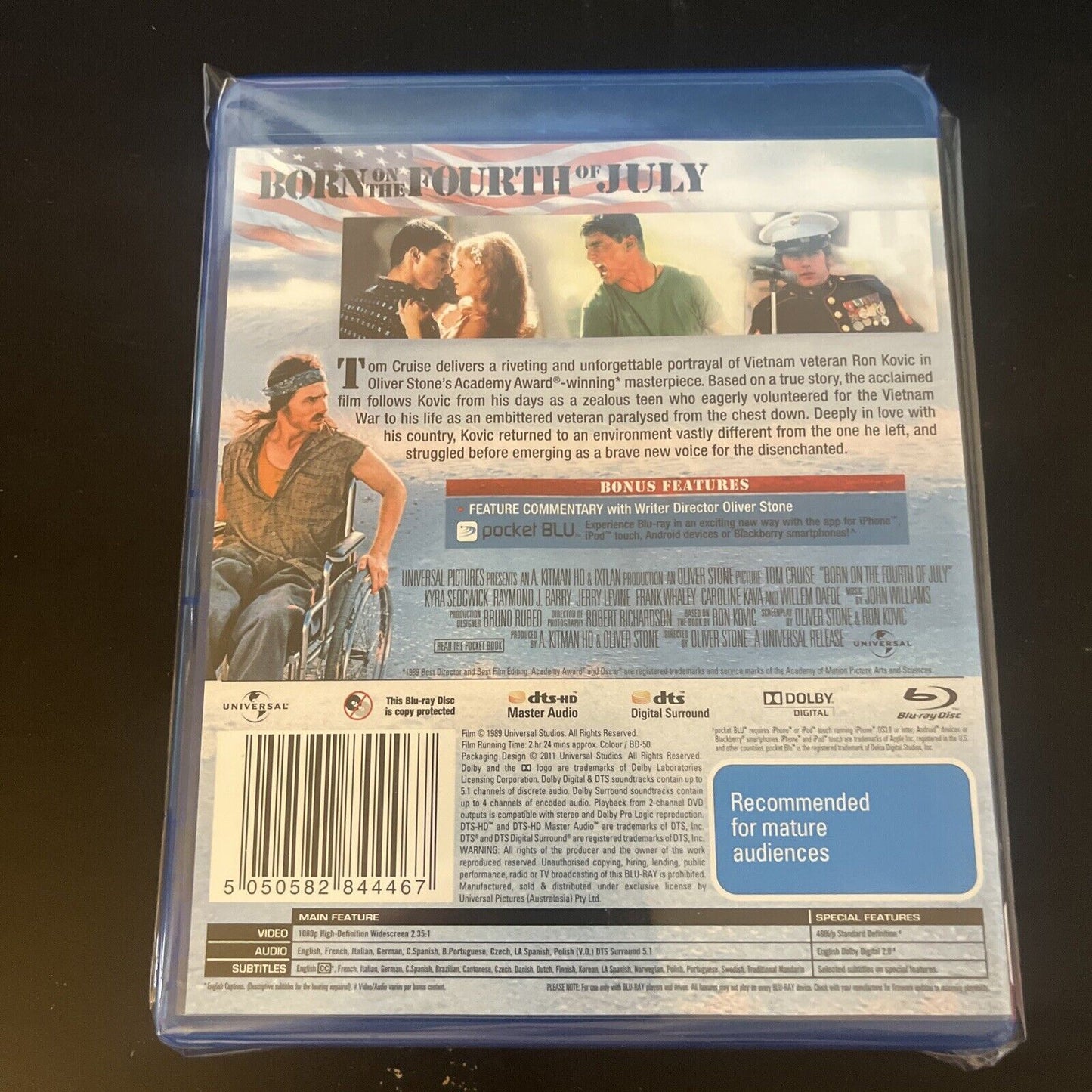 Born On The Fourth Of July (Blu-ray, 1989) Tom Cruise, NEW Region B