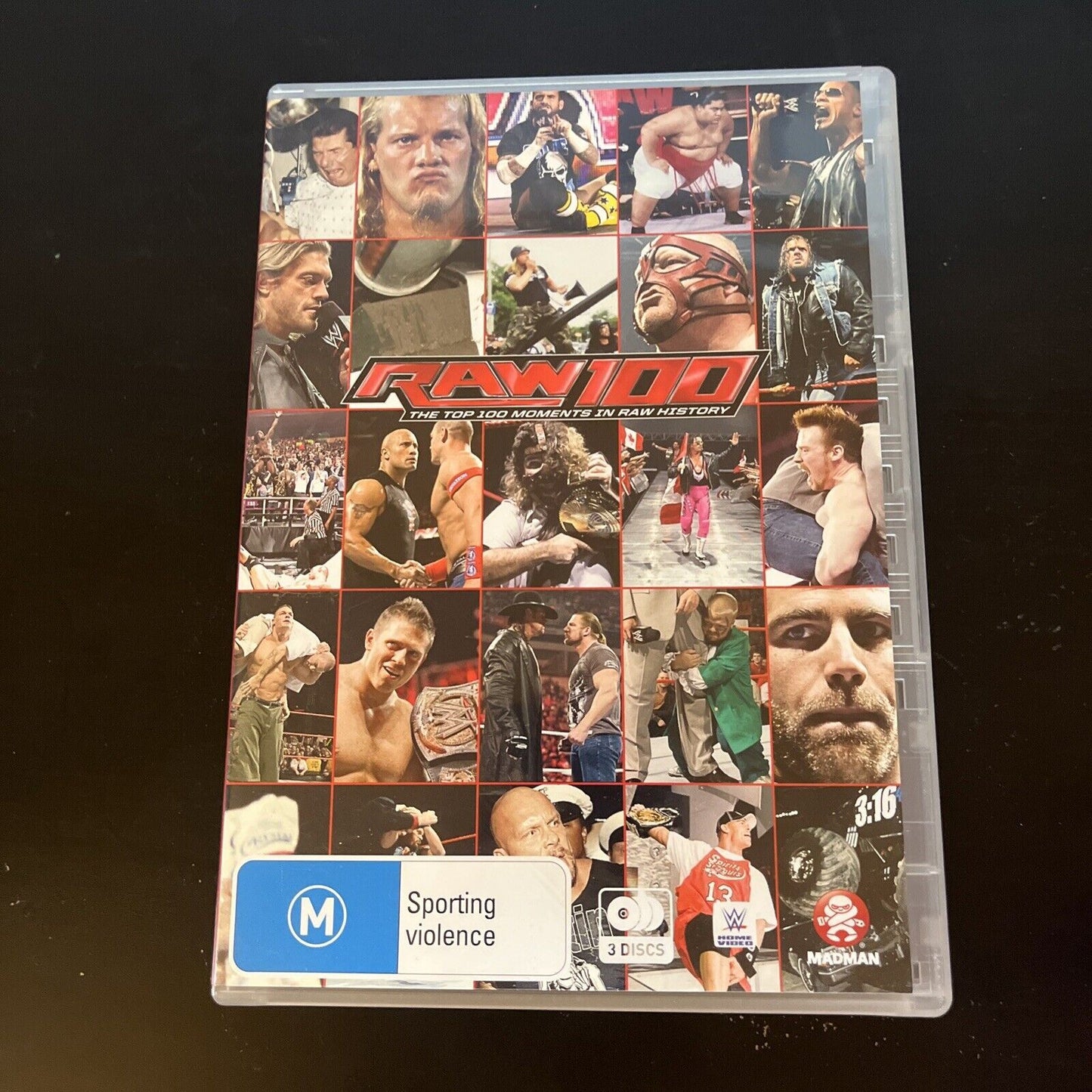 WWE - Raw 100 - Top 100 Moments In RAW History (DVD, 2016, 3-Disc) Region 4