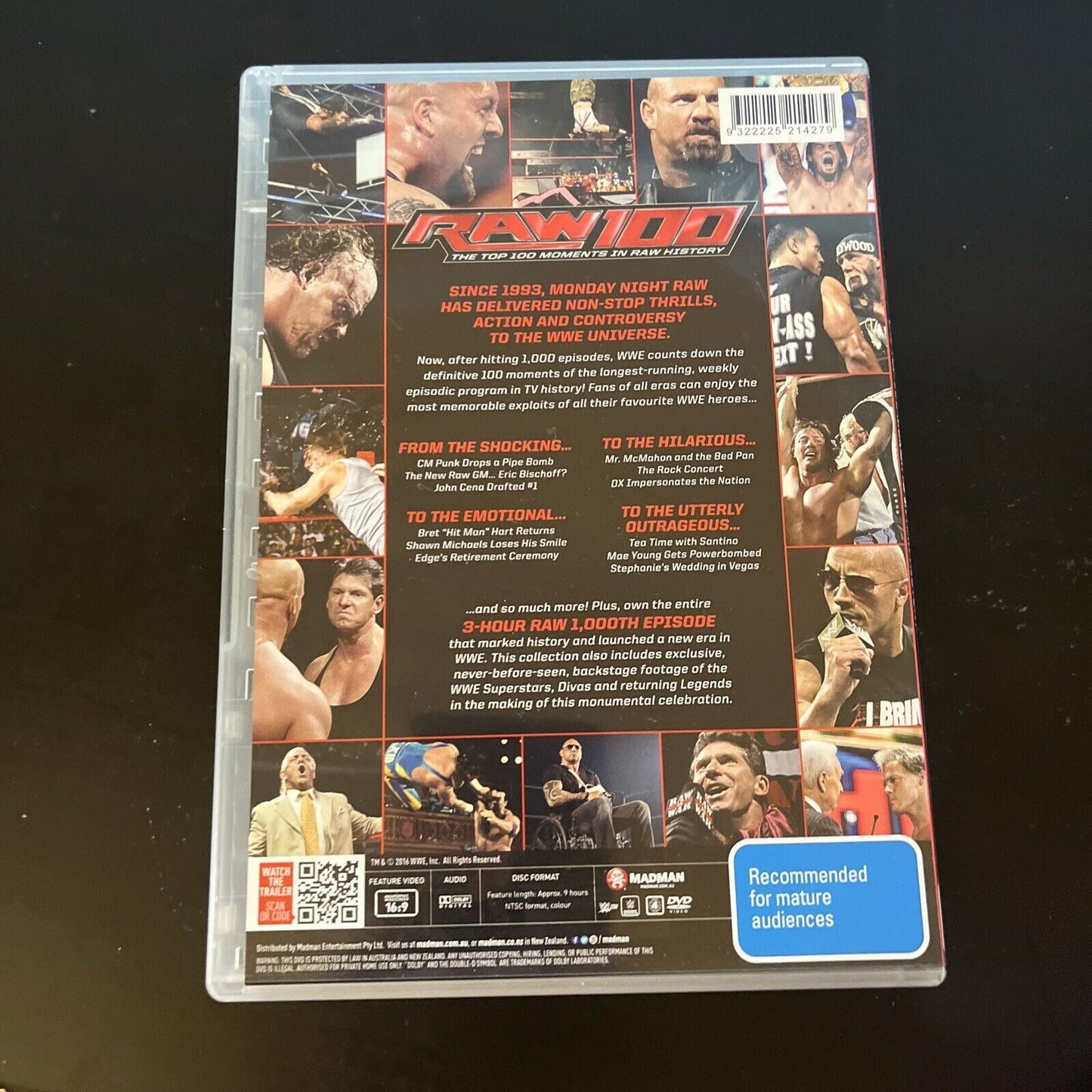 WWE - Raw 100 - Top 100 Moments In RAW History (DVD, 2016, 3-Disc) Region 4