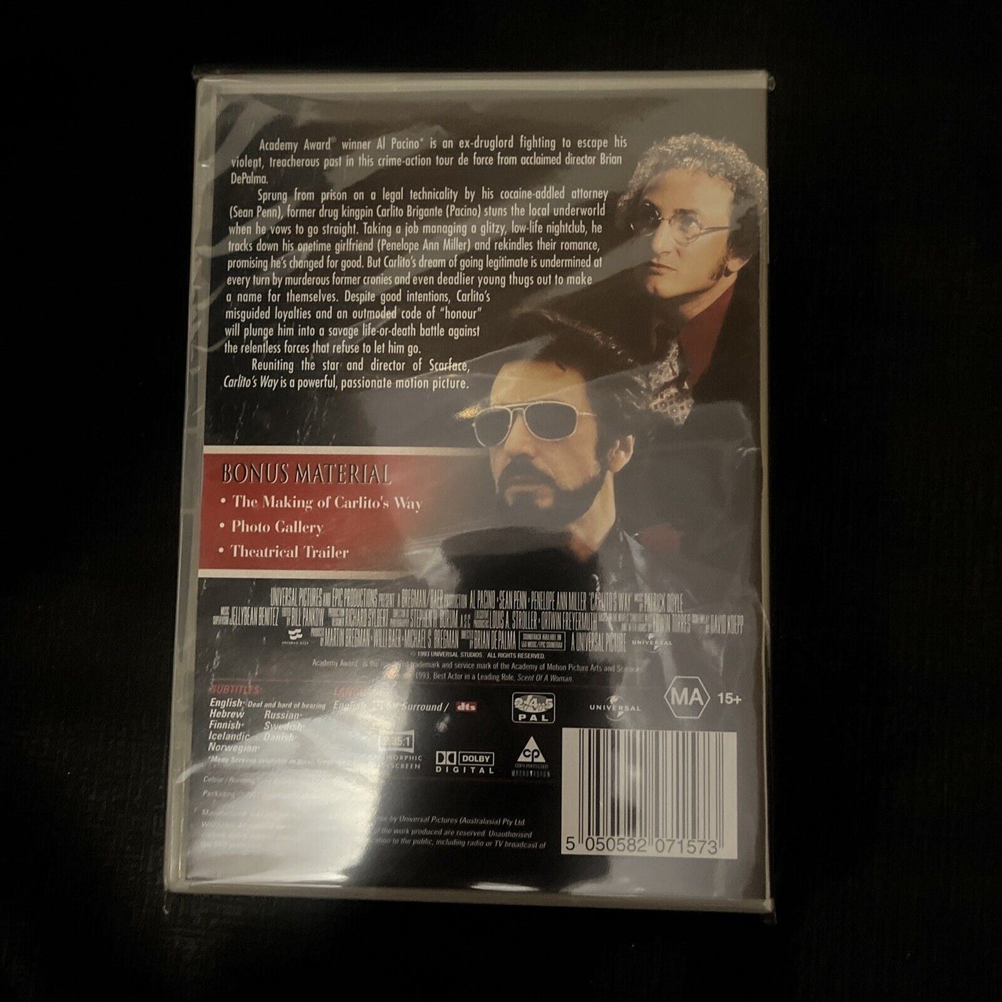 Carlito's Way (DVD, 1993) Al Pacino, Sean Penn, NEW Region 4 &2