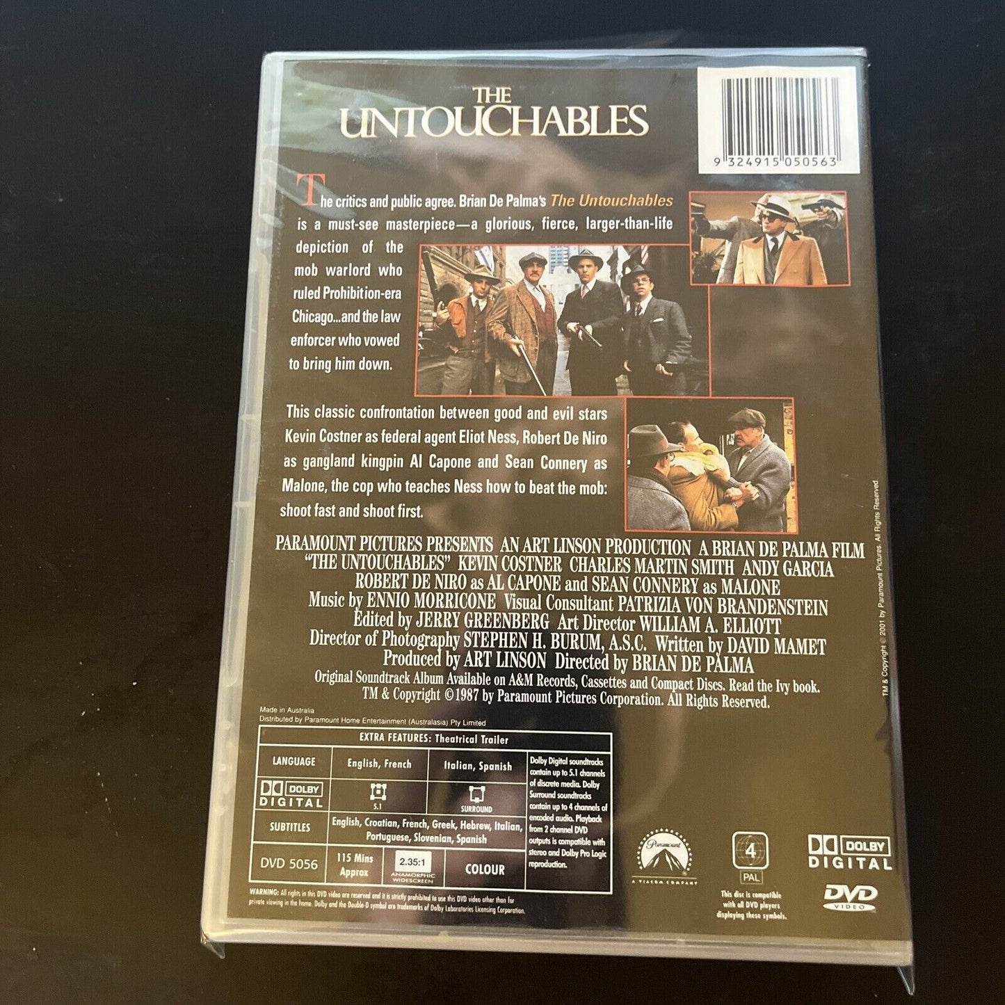 The Untouchables (DVD, 1987) Sean Connery, Kevin Costner NEW Region 4