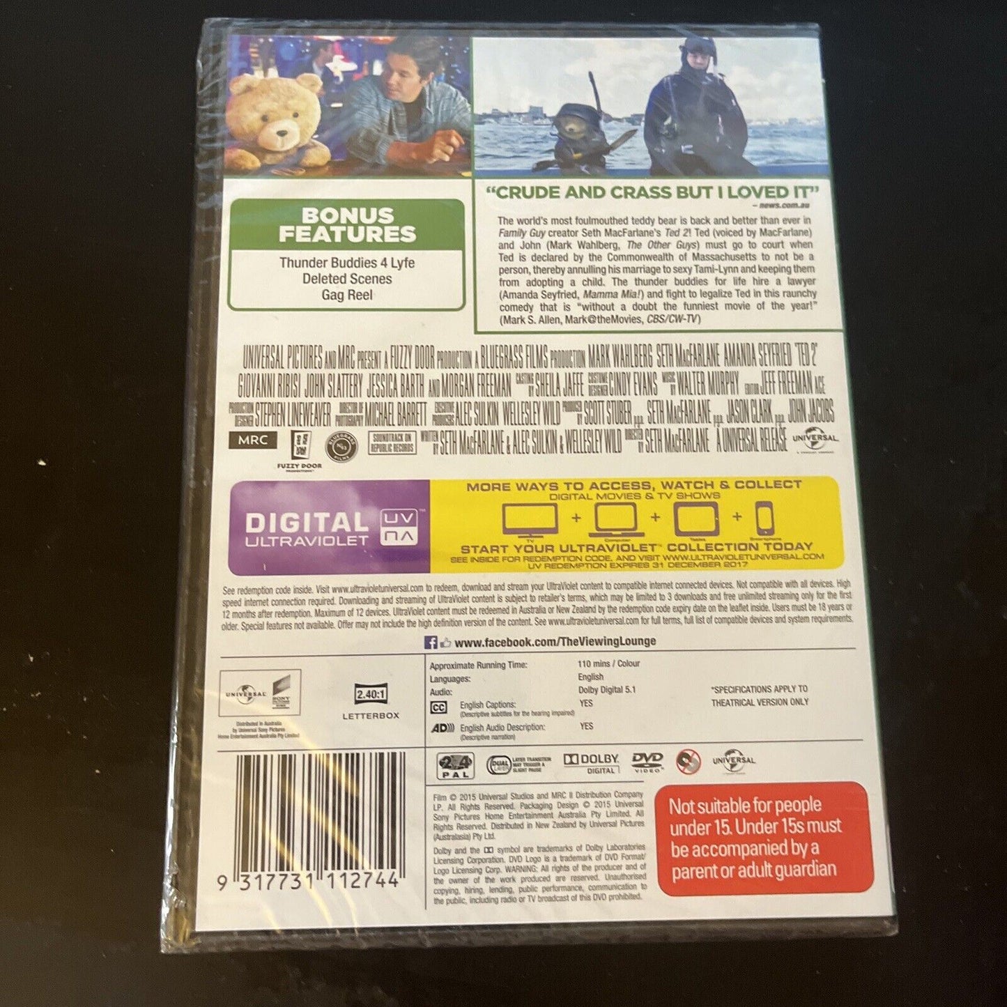 *New Sealed* Ted 2 (DVD, 2015) Mark Wahlberg, Seth MacFarlane, Region 4 &2