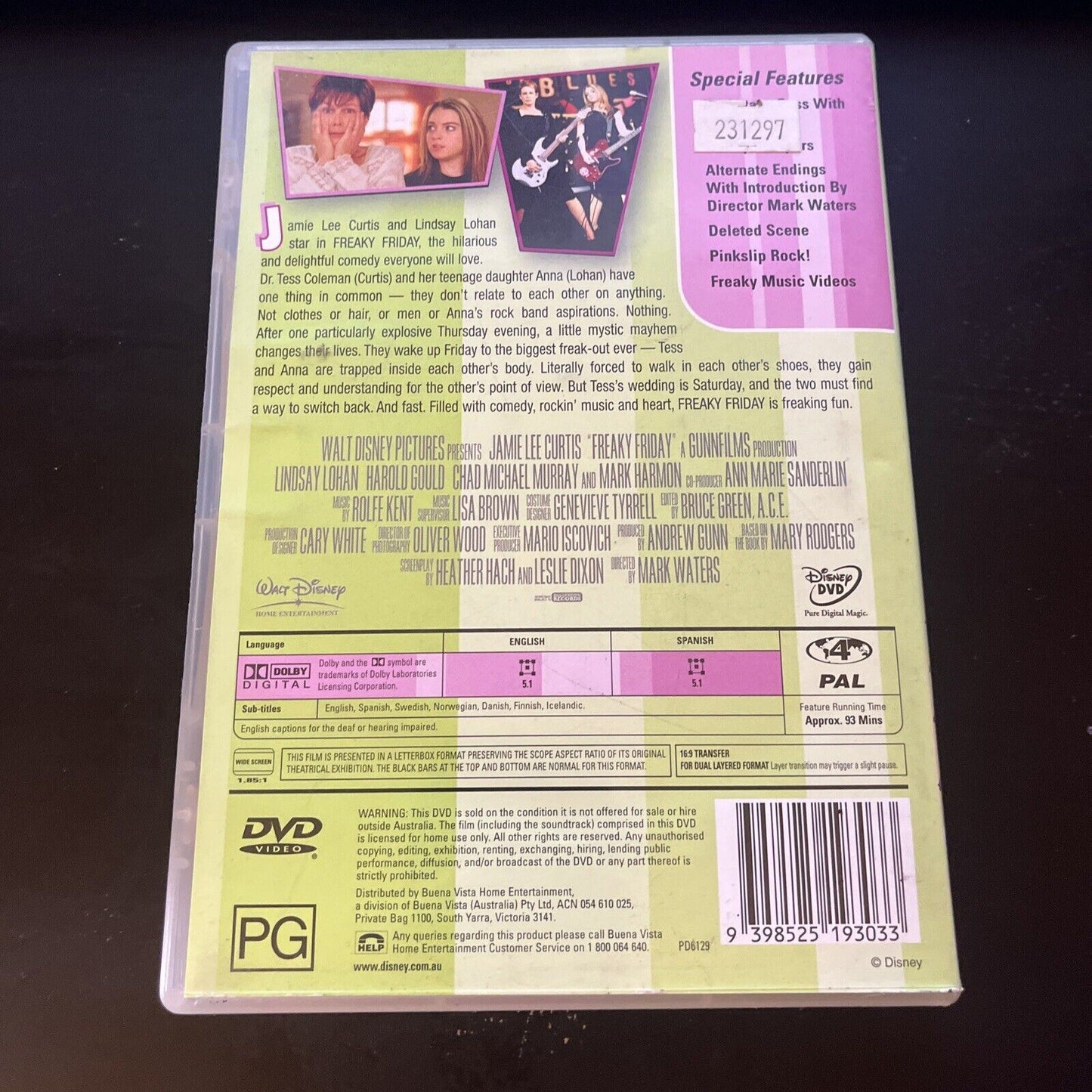 Freaky Friday (DVD, 2003) Jamie Lee Curtis, Lindsay Lohan, Mark Harmon Region 4
