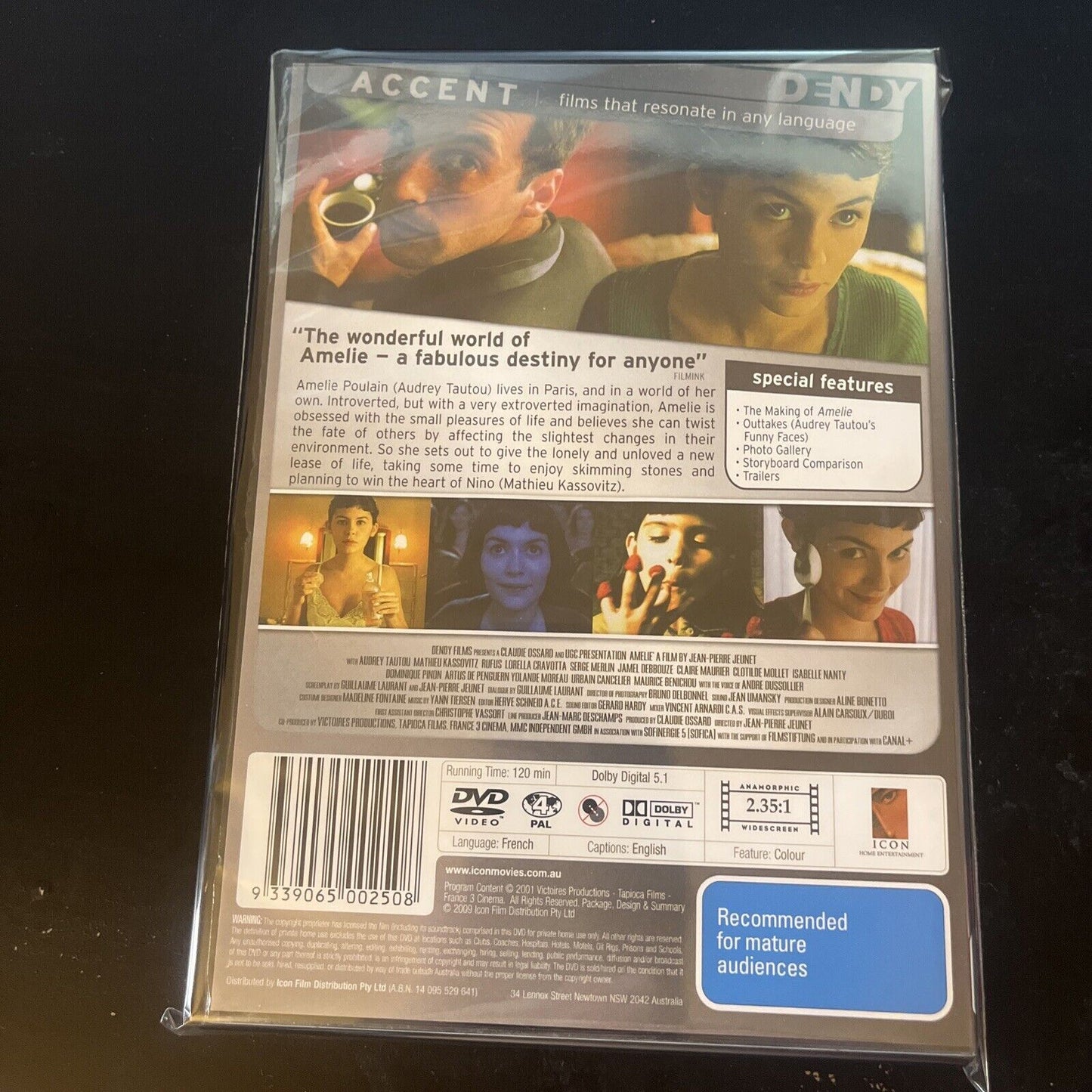 Amelie (DVD, 2001) Audrey Tautou, Mathieu Kassovitz, Rufus NEW Region 4