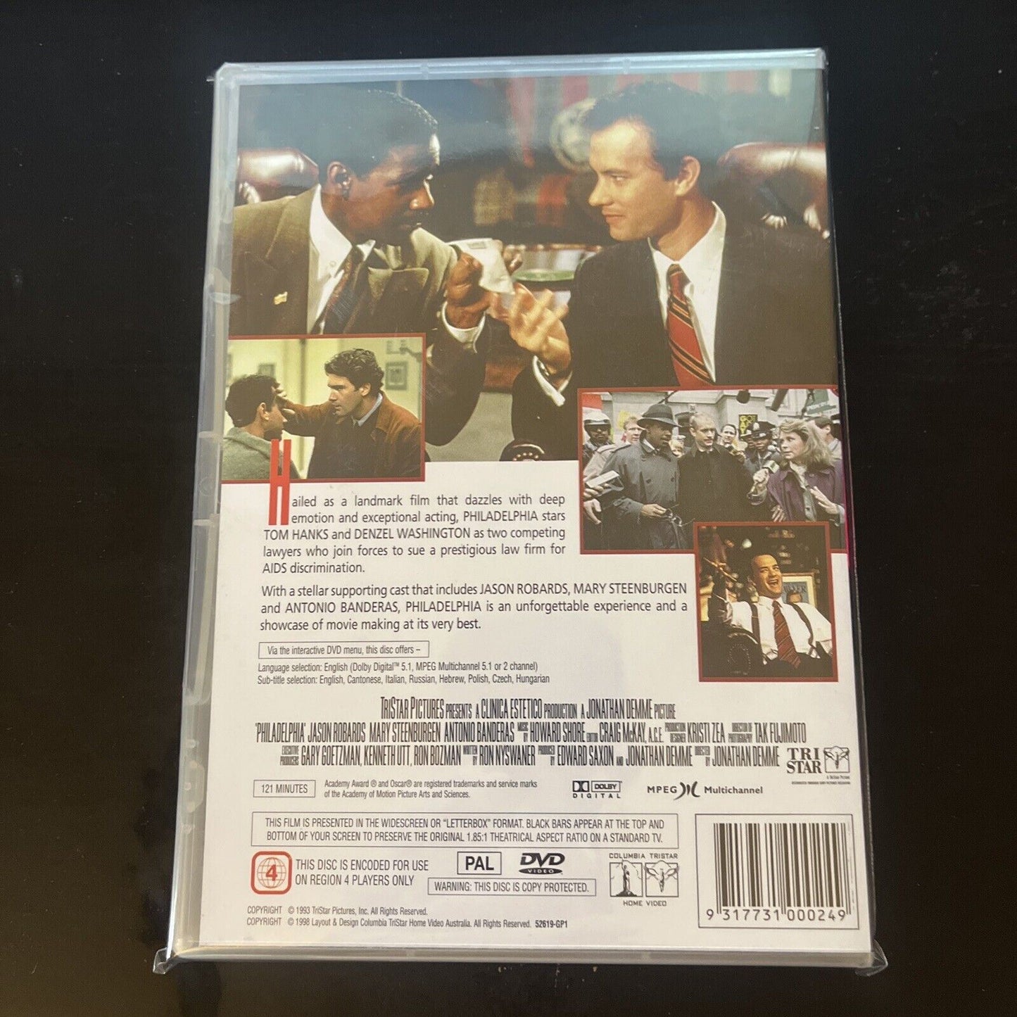 Philadelphia (DVD, 1993) Tom Hanks, Denzel Washington, Jason Robards NEW Region4