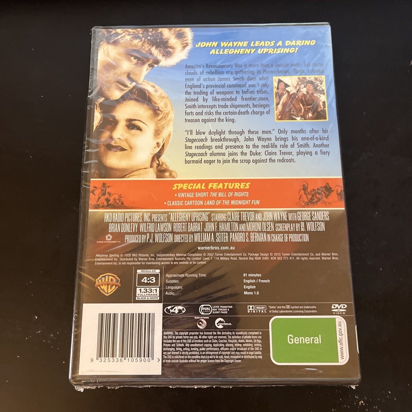 Allegheny Uprising (DVD, 1939) John Wayne, Claire Trevor, NEW Region 4