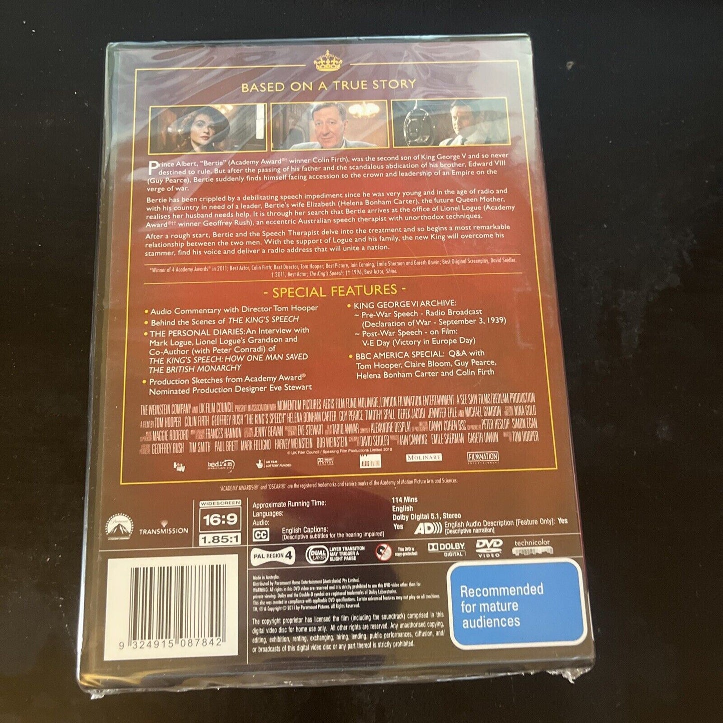 The King's Speech (DVD, 2010) Colin Firth, Helena Bonham Carter, NEW Region 4